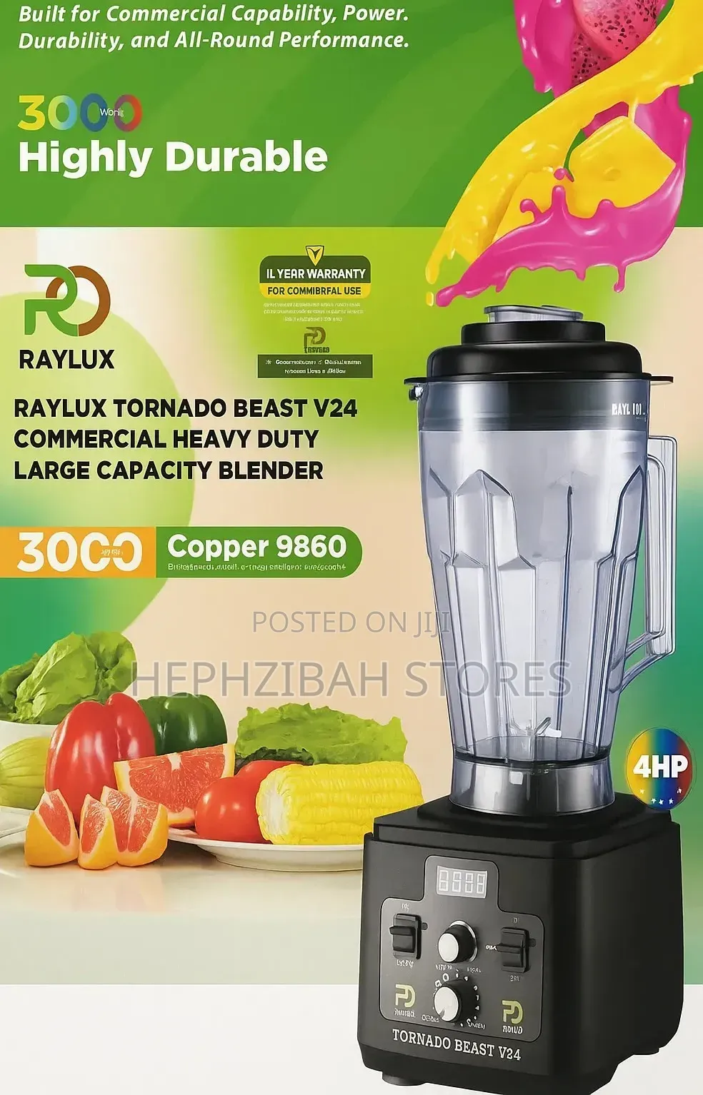 Raylux 8 Litres Tornado Beast V24 Heavy Duty Commercial Blender