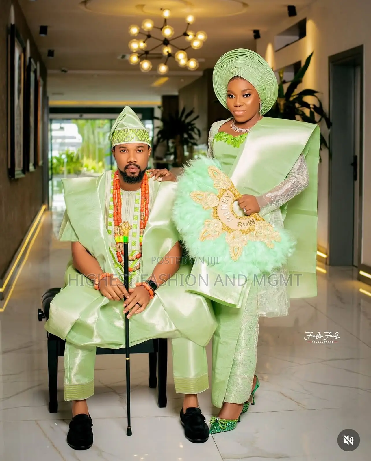 Mint Iro and Buba Men’S Minimalist Sage Agbada