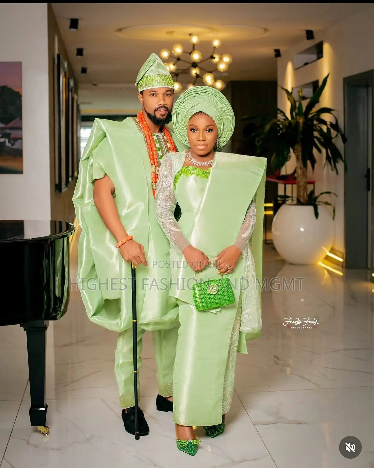 Mint Iro and Buba Men’S Minimalist Sage Agbada