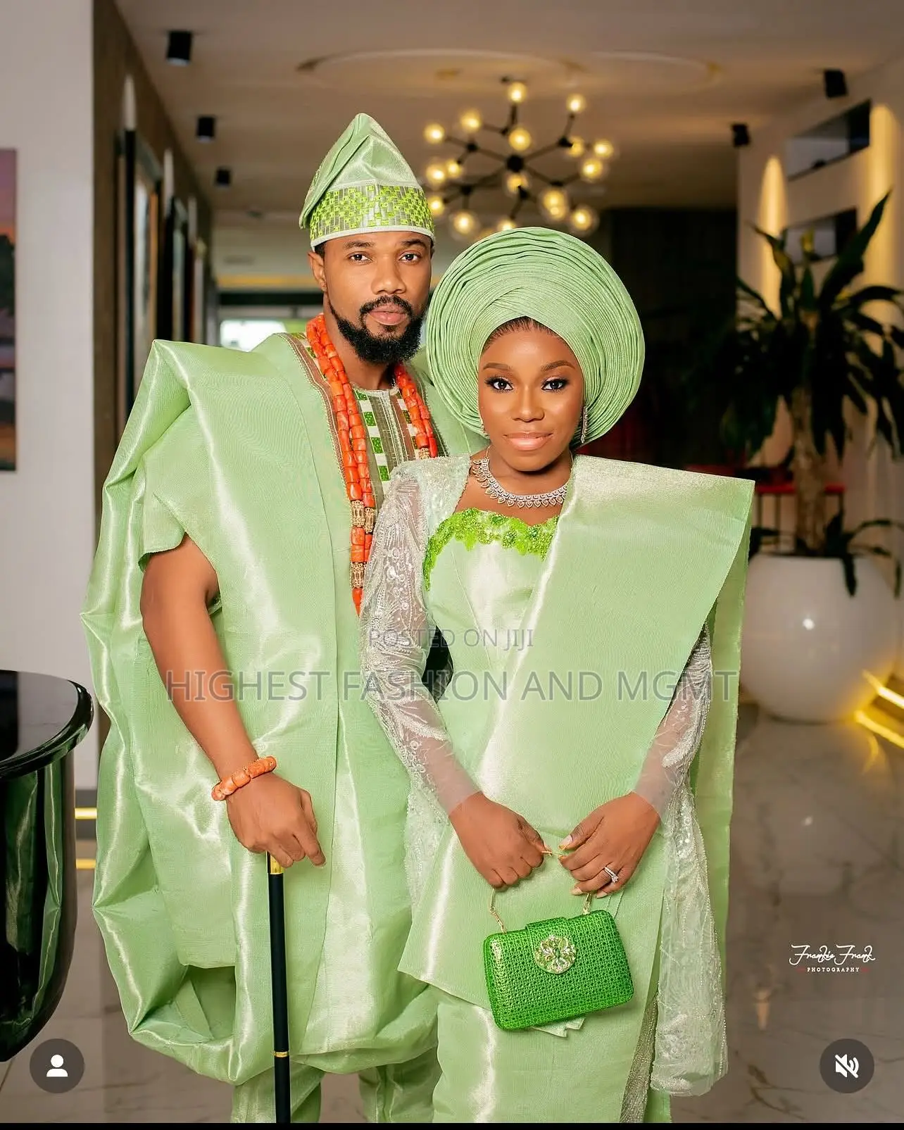 Mint Iro and Buba Men’S Minimalist Sage Agbada