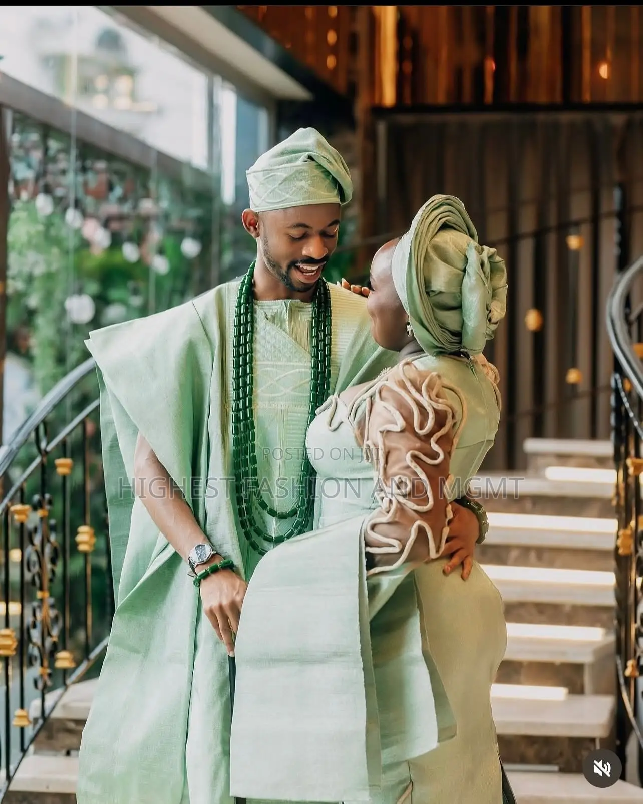 Mint Iro Buba With Appliqué Details Men’S Minimalist Mint Agbada