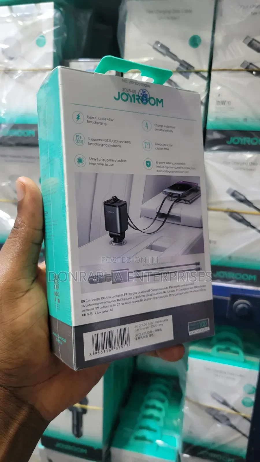 65w Retractable 4 in 1 Car Charger