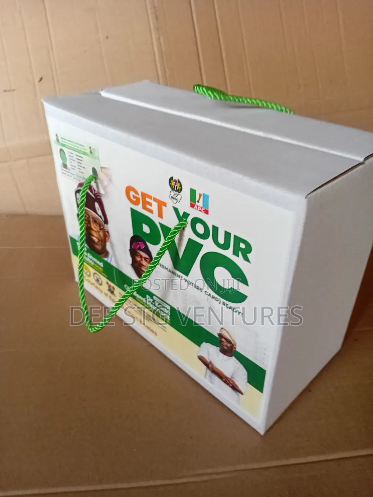 Neat Rope Carton With Stickers on It