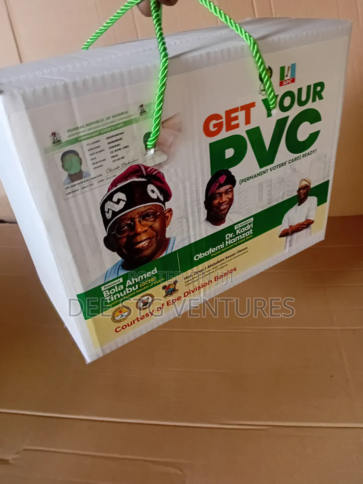 Neat Rope Carton With Stickers on It