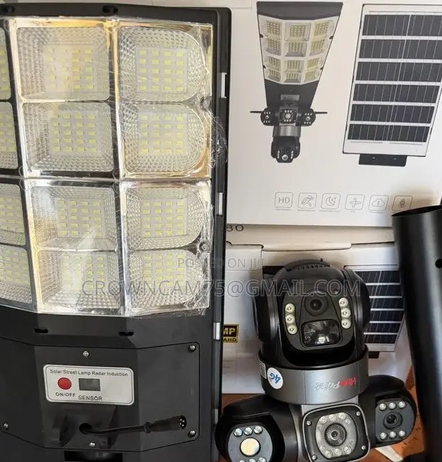 V380 Triple View CCTV Camera + Solar Street Light + Free Pole