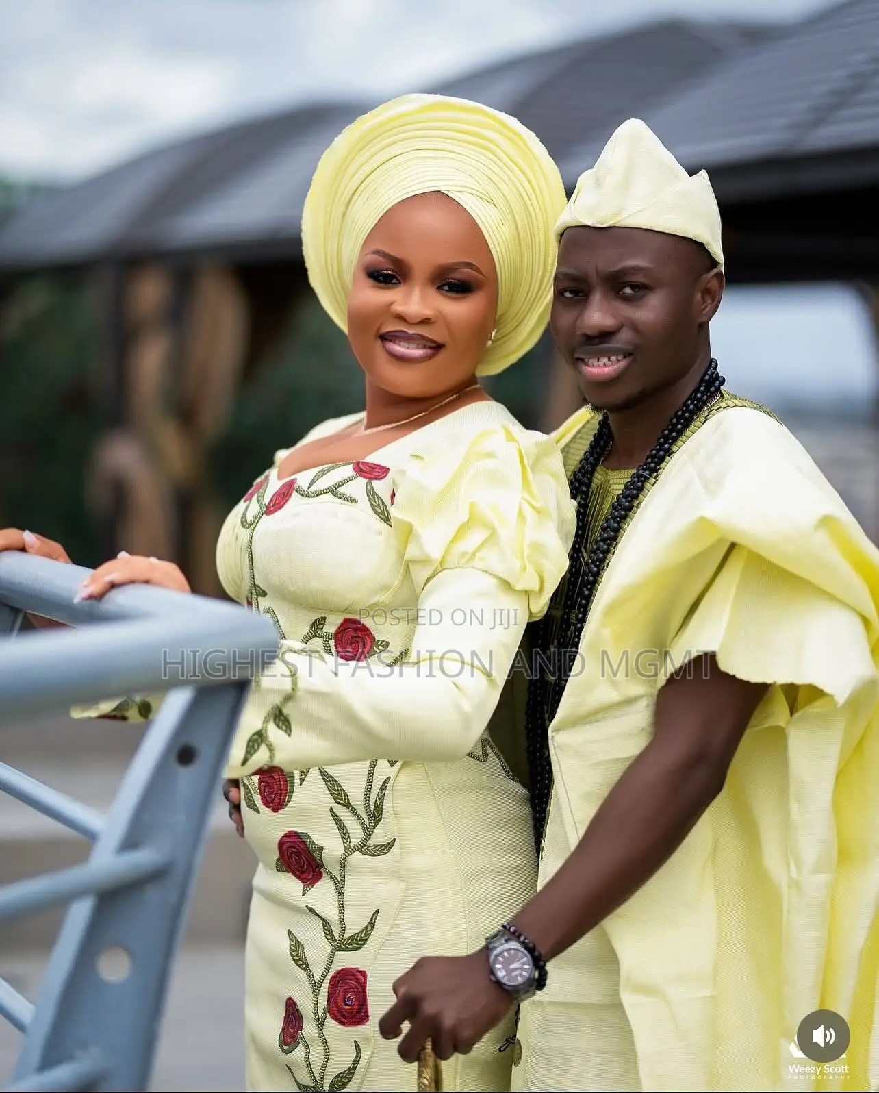Yellow Gown With Red Rose Embroidery Men’S Pale Yellow Agbada