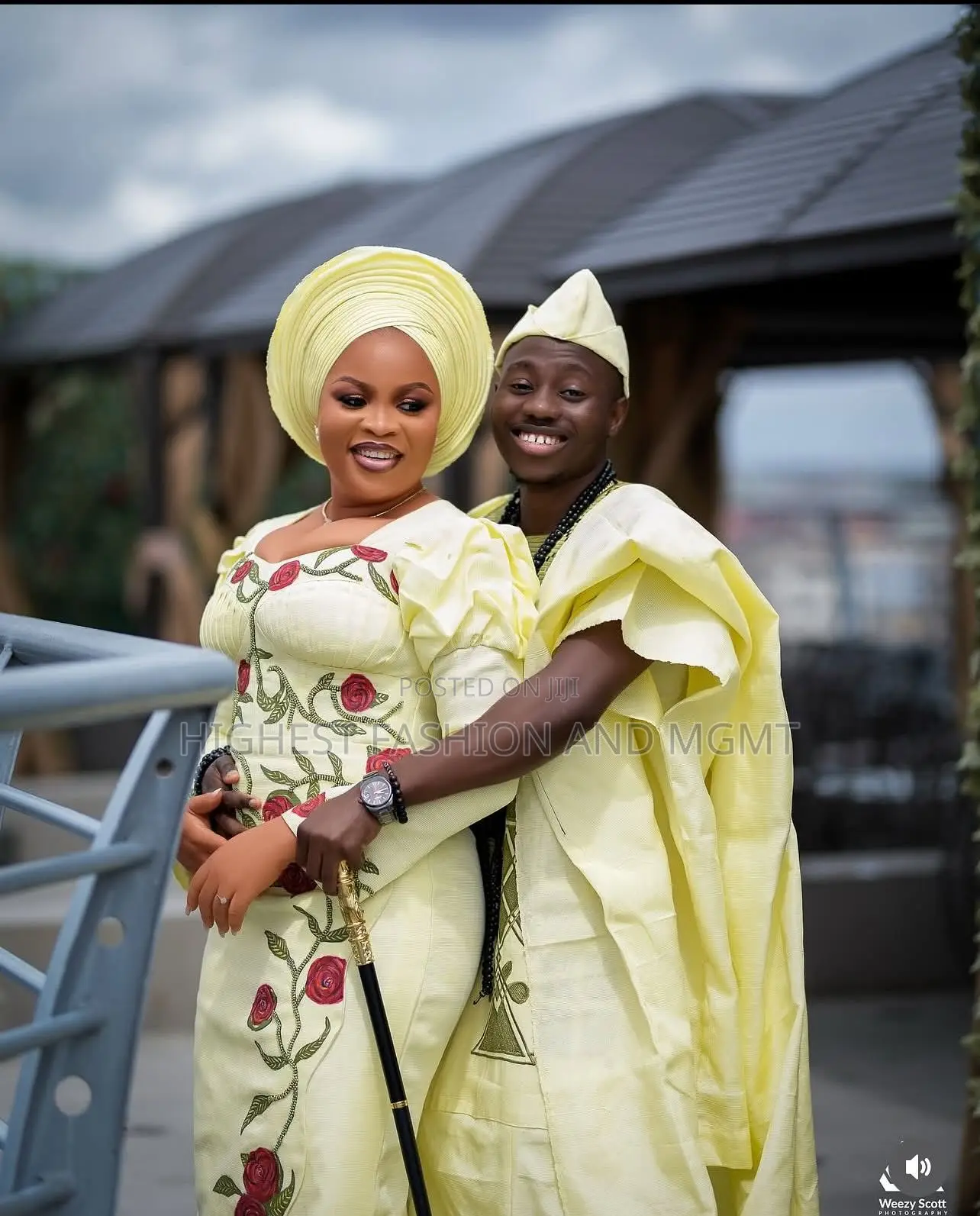 Yellow Gown With Red Rose Embroidery Men’S Pale Yellow Agbada