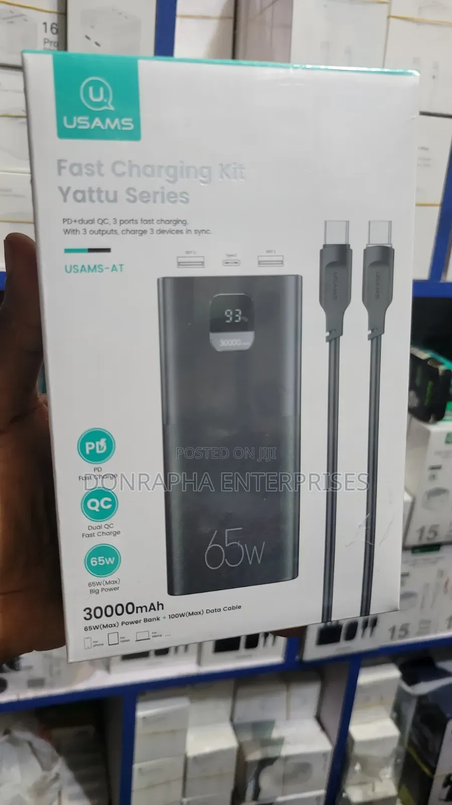 Usams 30000mah Phone and Laptop Power Bank 65w