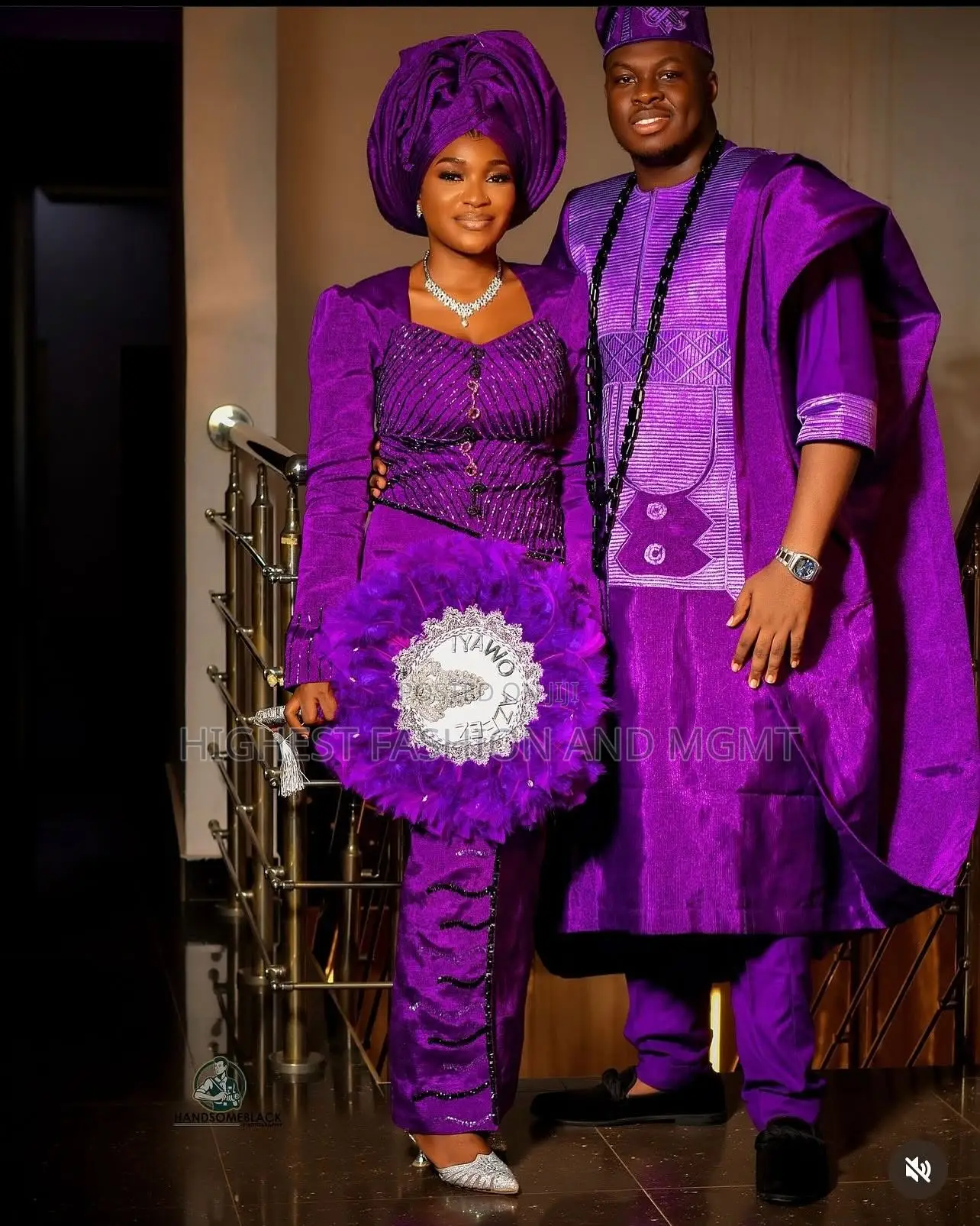 Textured Purple Iro and Buba Men’S Embroidered Royal Purple Agbada