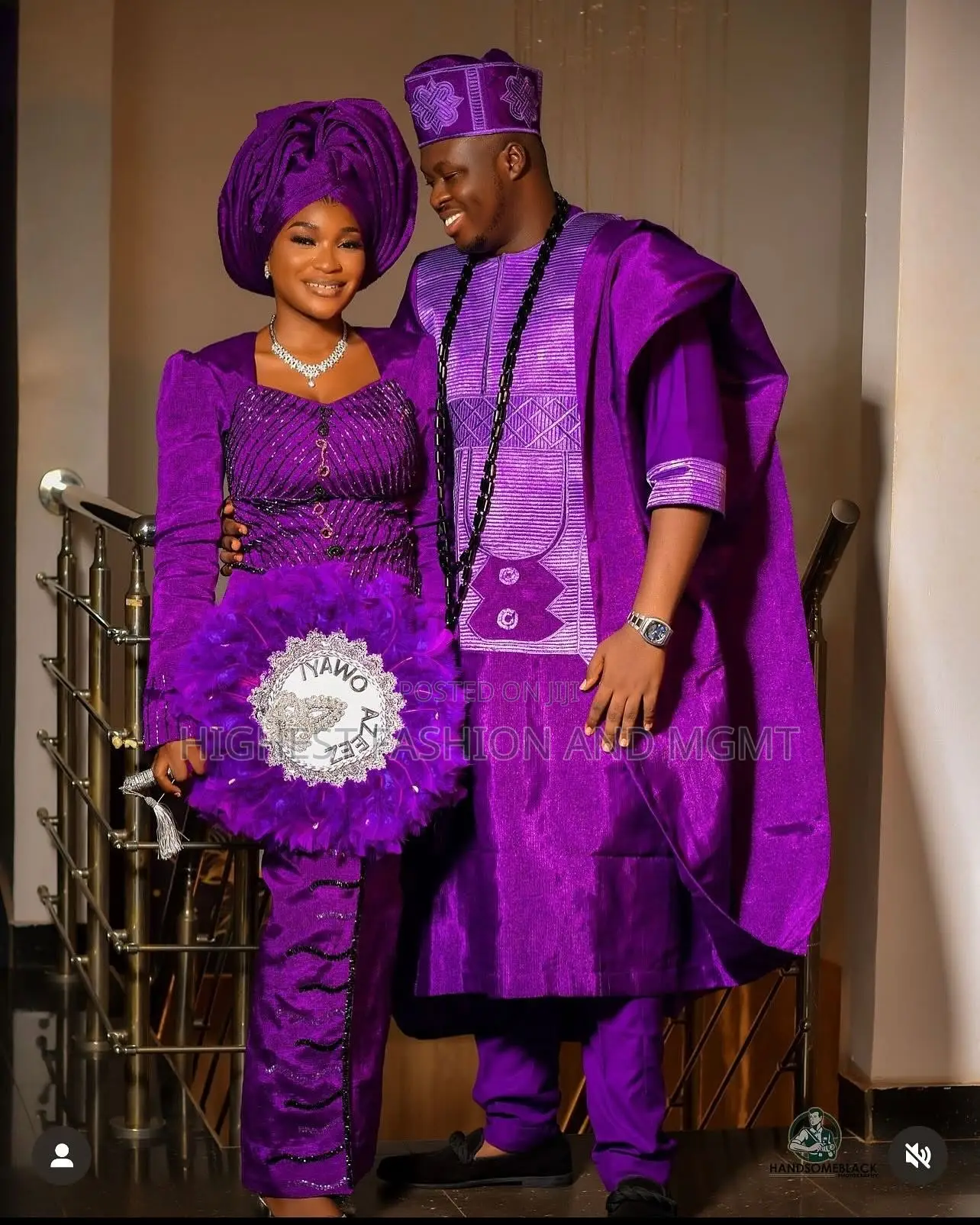 Textured Purple Iro and Buba Men’S Embroidered Royal Purple Agbada