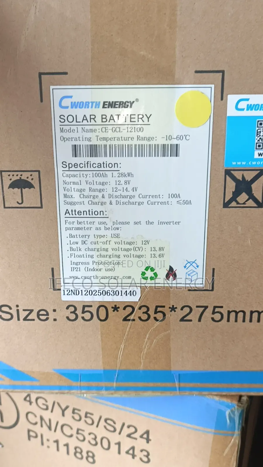 Cworth Energy Lithium Ion Battery 1.28kwh 12v