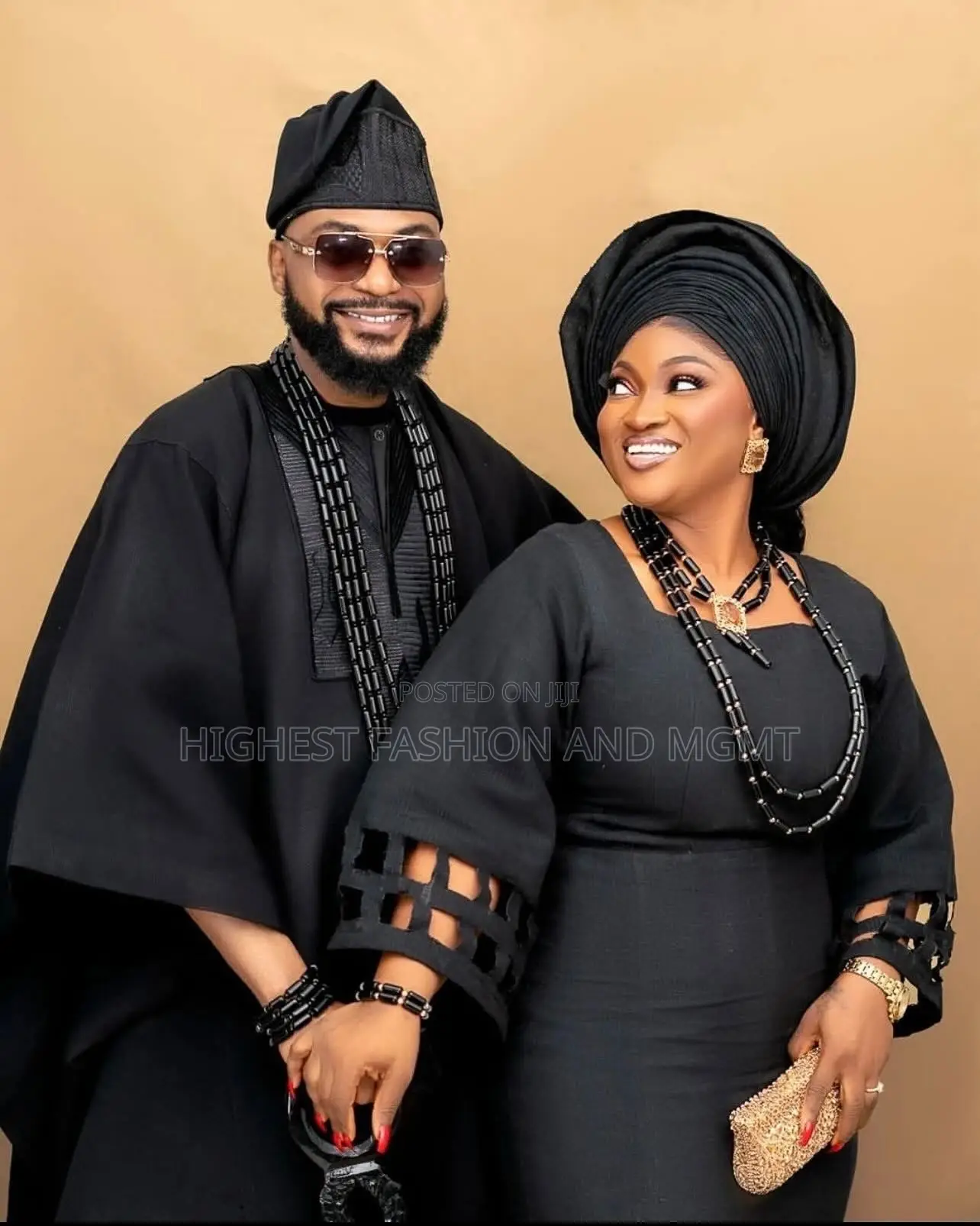 Cut-Out Detail Iro and Buba Men’S Monochromatic Agbada