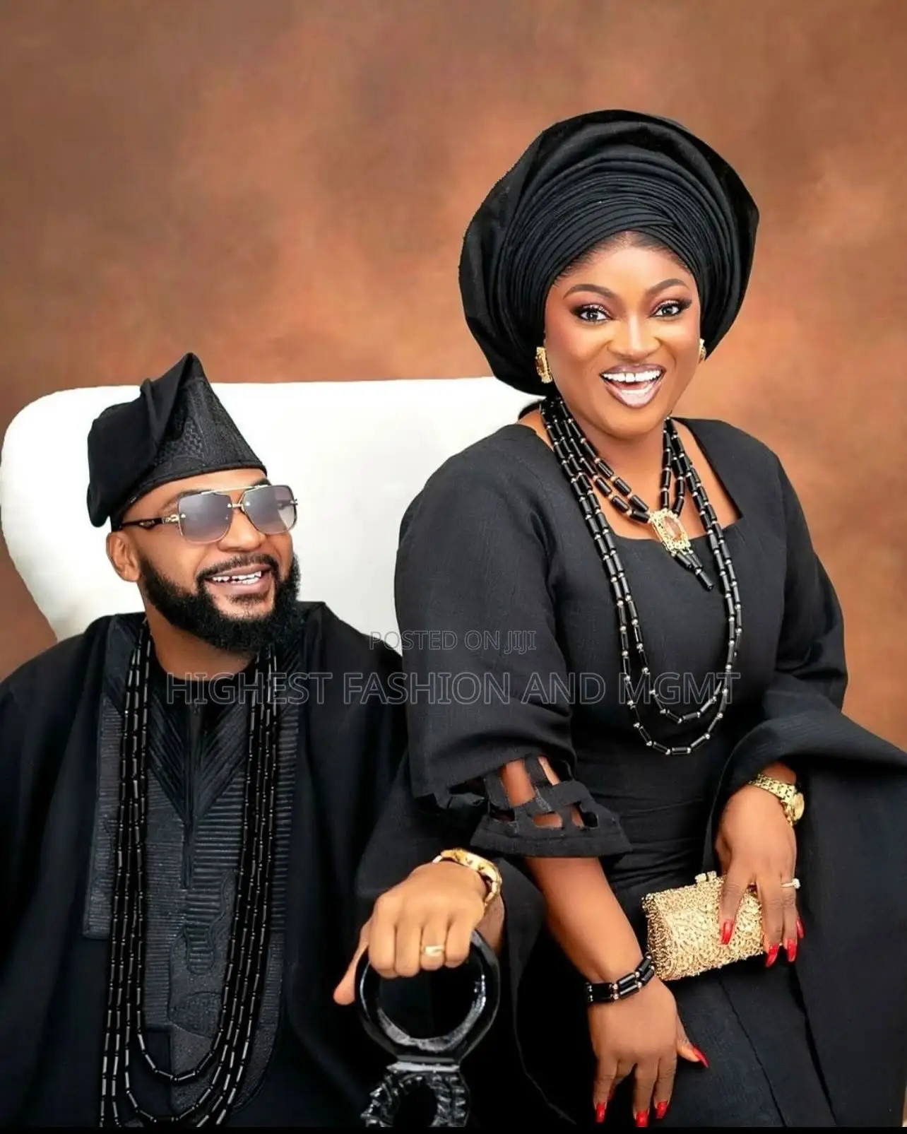 Cut-Out Detail Iro and Buba Men’S Monochromatic Agbada