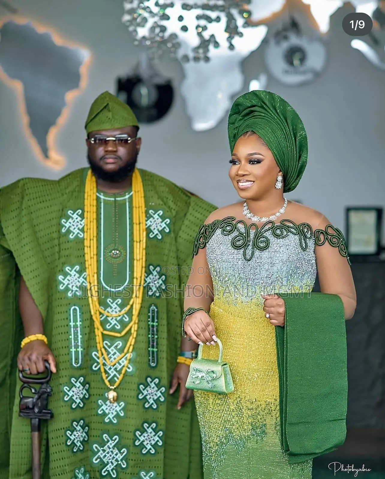 Lace Iro and Buba Men’S Embroidered Olive Agbada
