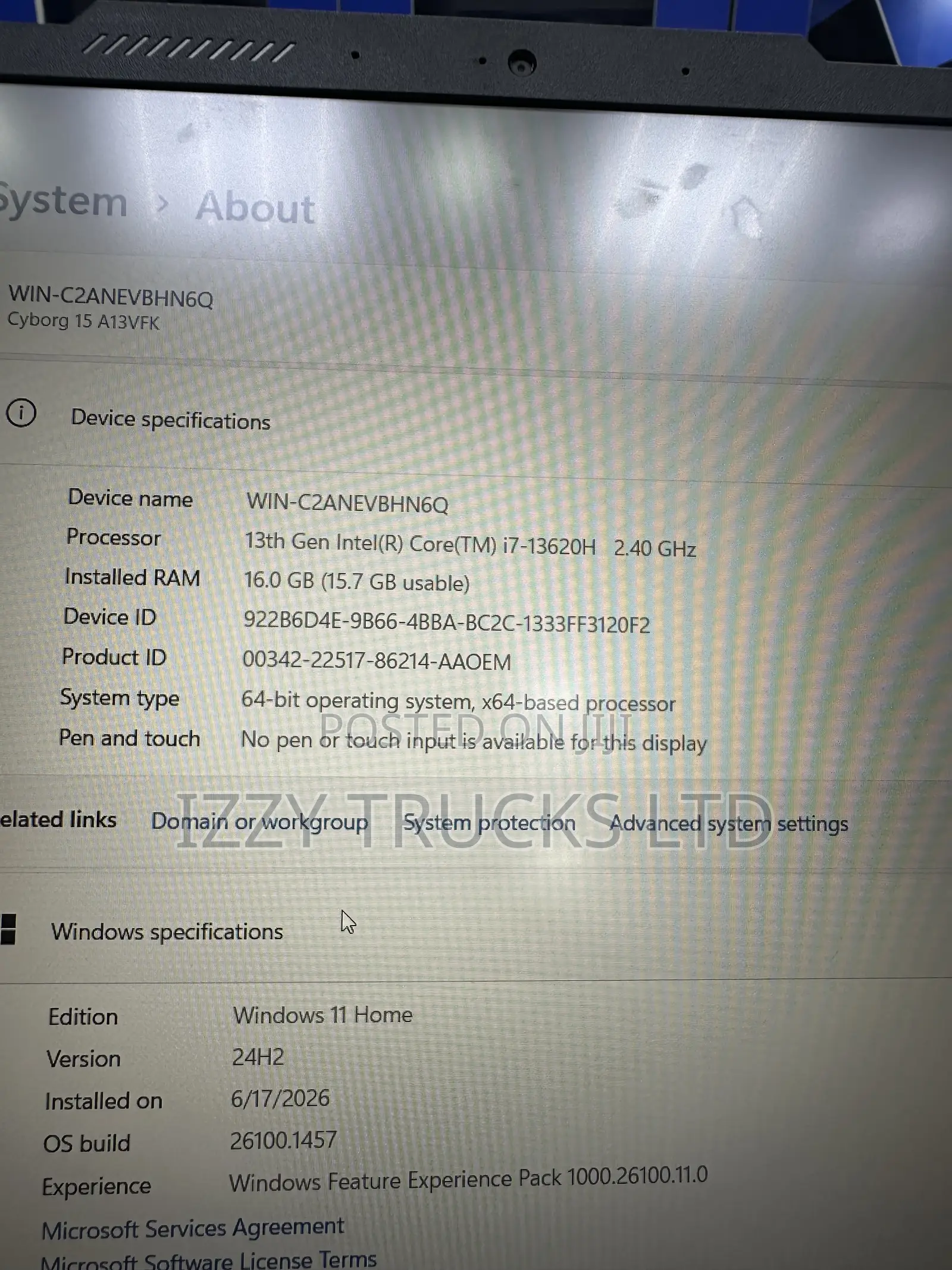 New Laptop MSI Cyborg 15 16GB Intel Core i7 SSD 512GB