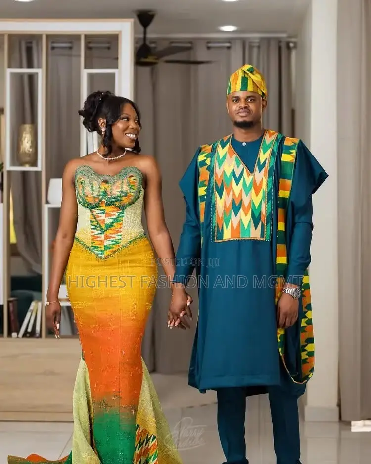 Kente-Panel Corset Gown Men’S Geometric Agbada