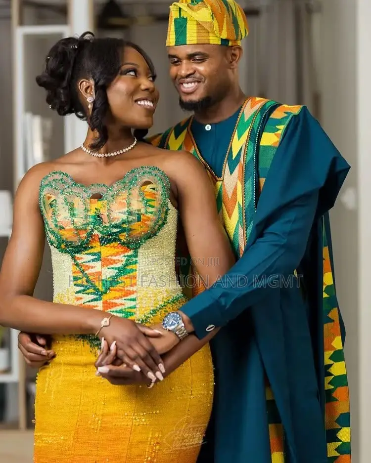 Kente-Panel Corset Gown Men’S Geometric Agbada