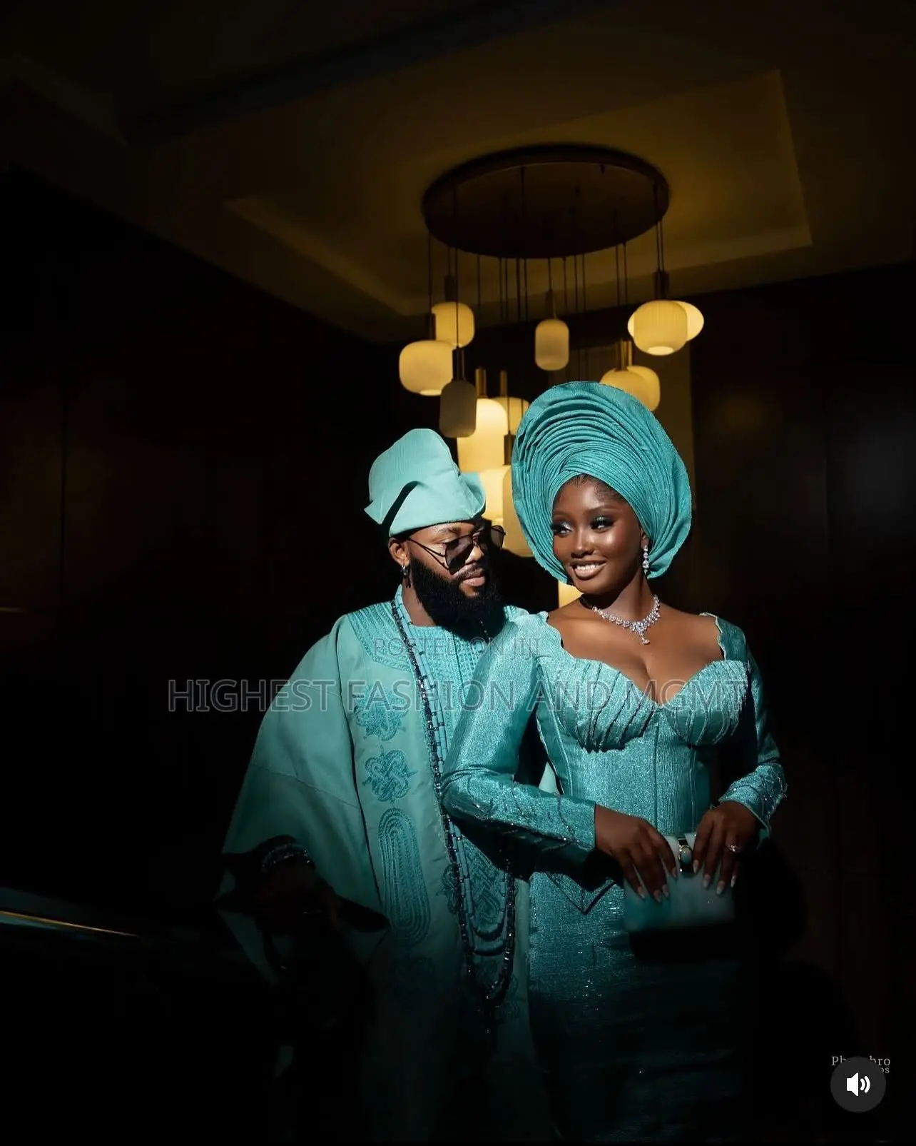 Teal Corset Iro and Buba Men’S Embroidered Teal Agbada