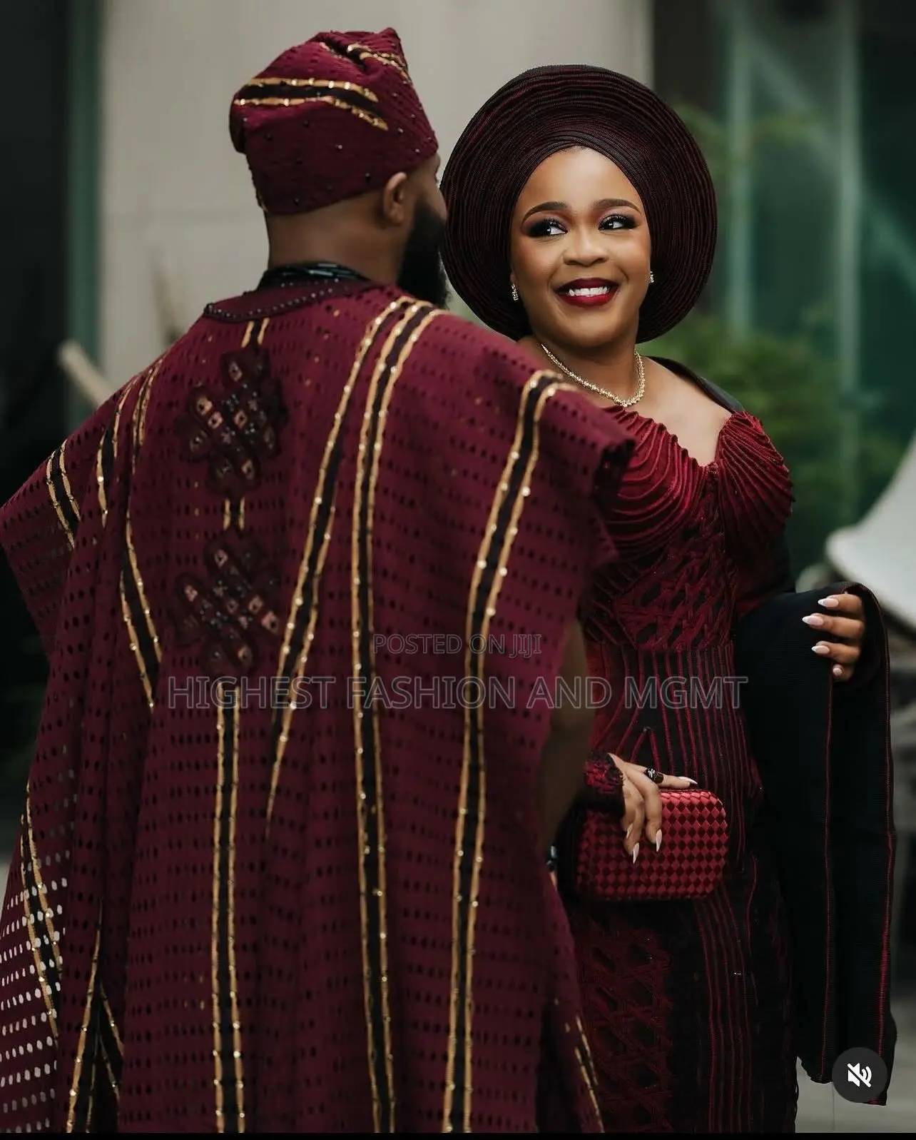 Burgundy Corset Iro and Buba Men’S Embroidered Burgundy Agbada