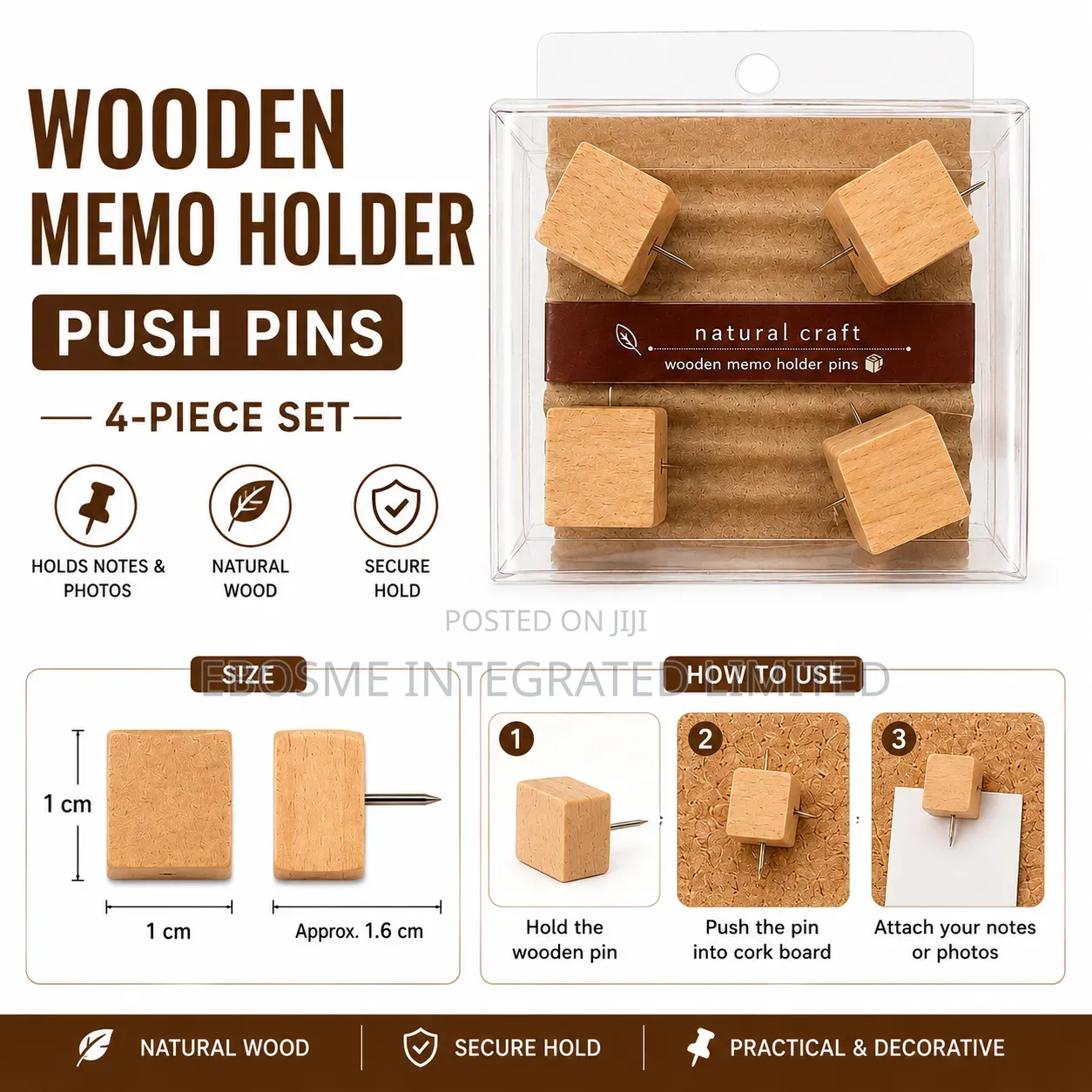 Wooden Memo Push Pin