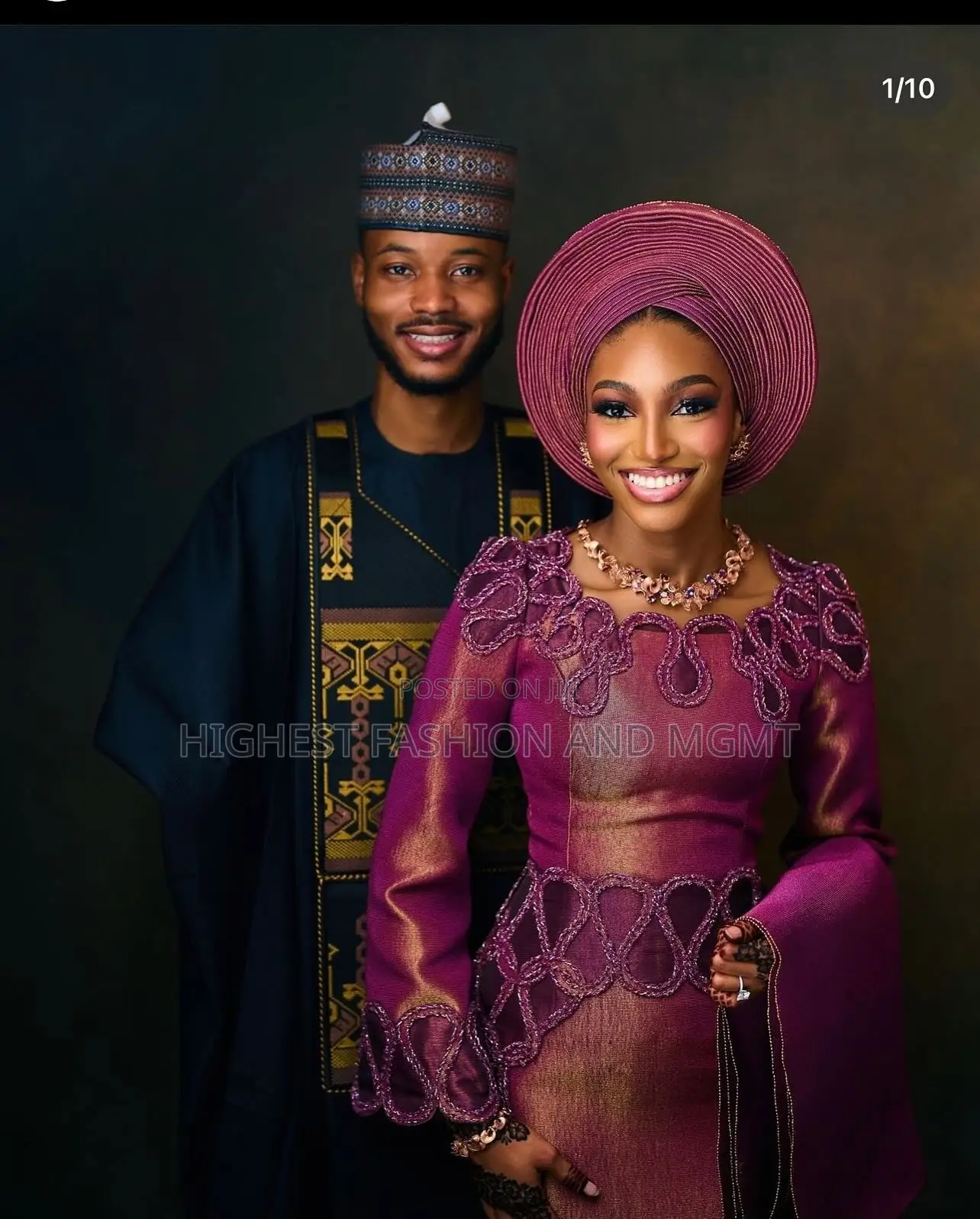 Plum Iro and Buba With Embroidered Details Men’S Navy Agbada