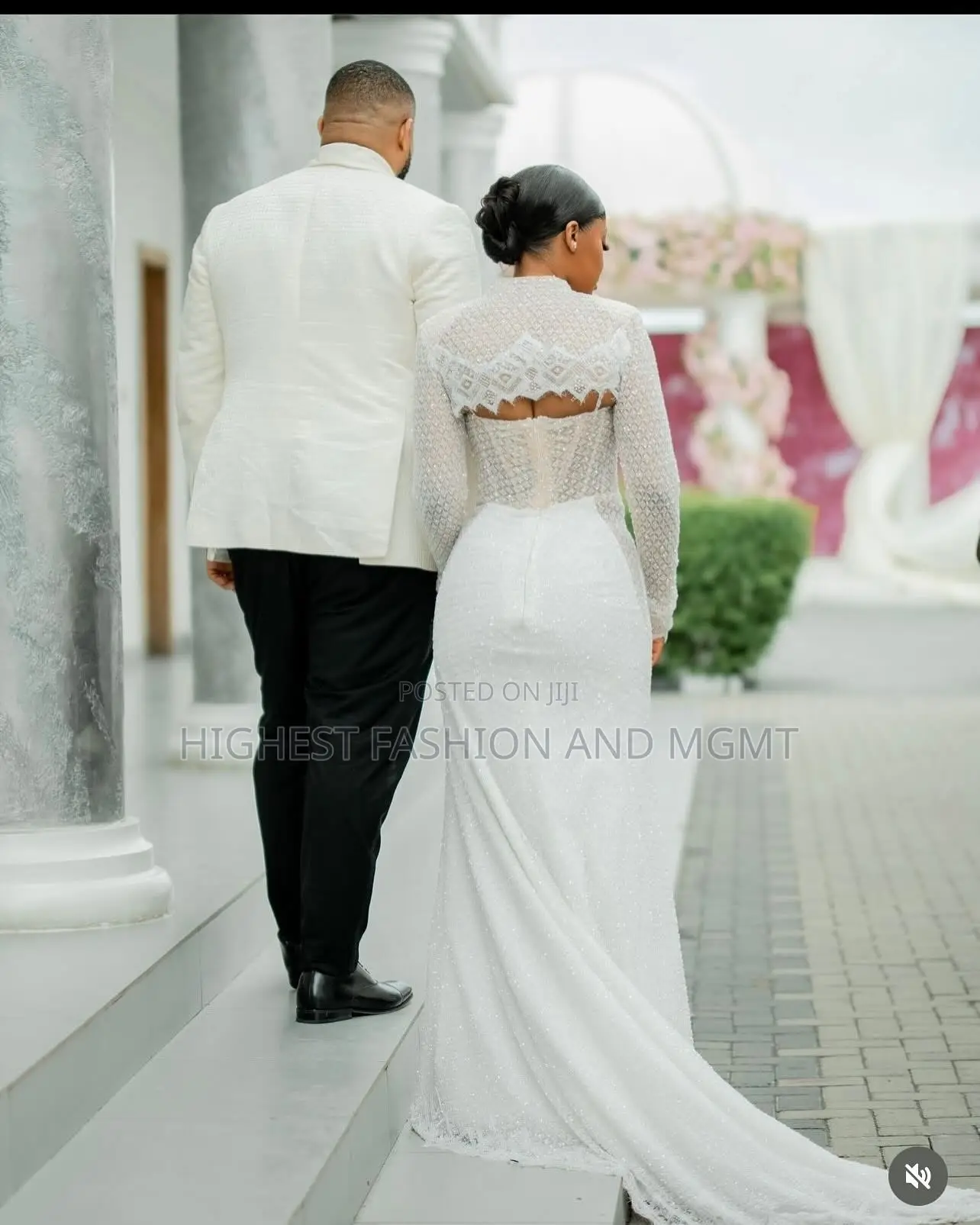Ivory Bridal Gown Men’S White Jacket With Black Tuxedo Trousers