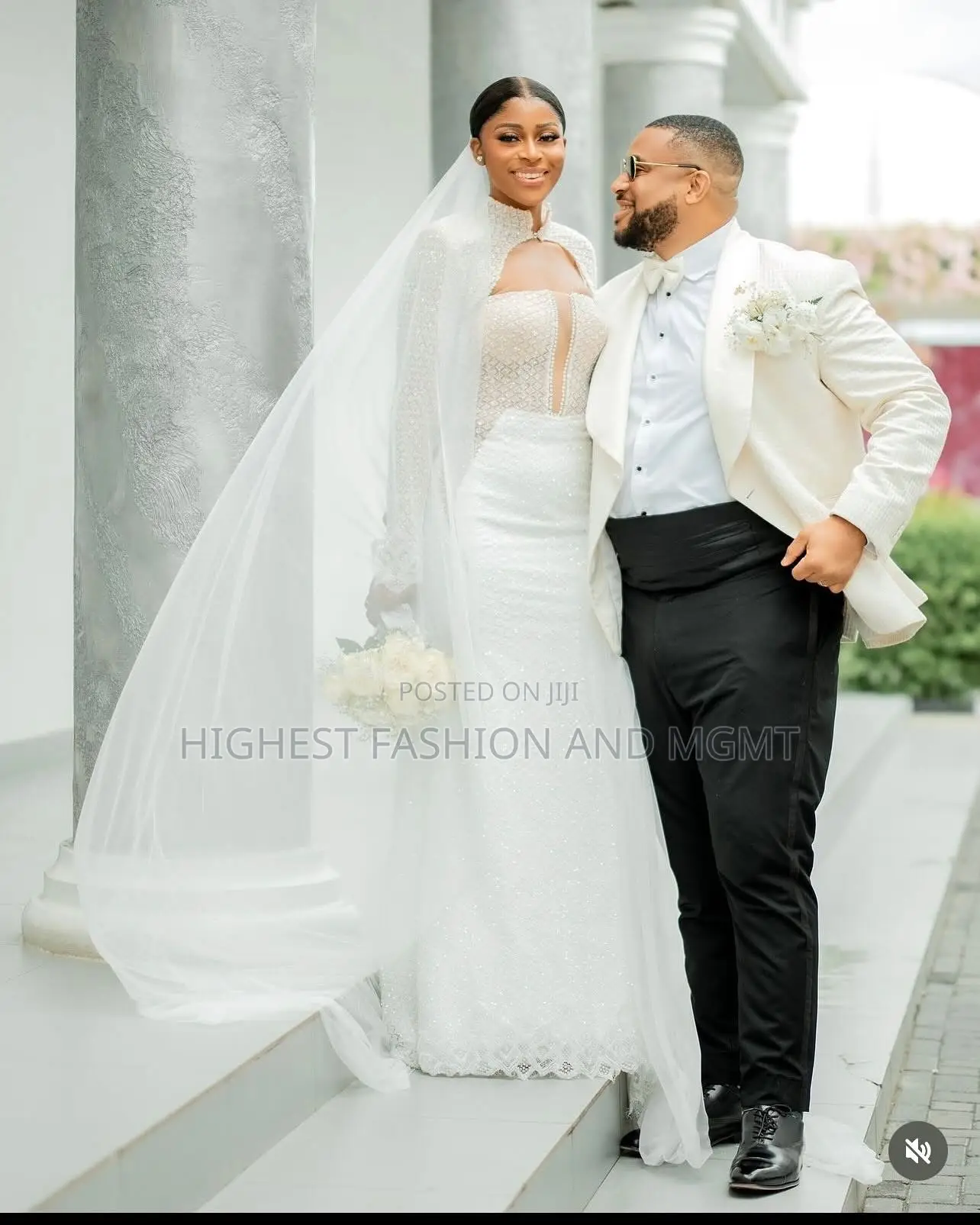 Ivory Bridal Gown Men’S White Jacket With Black Tuxedo Trousers