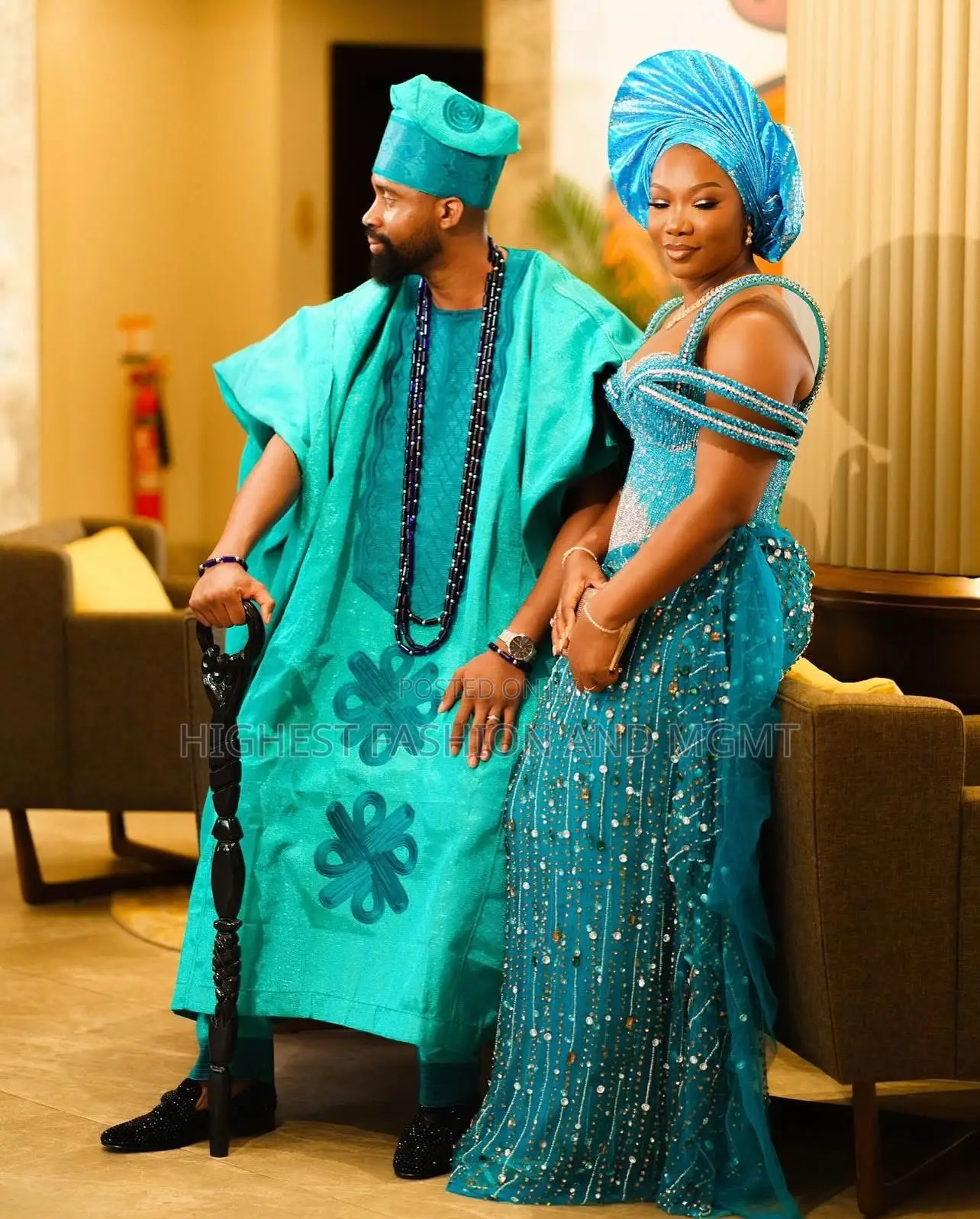 Turquoise Corset-Style Gown Men’S Regal Teal Agbada