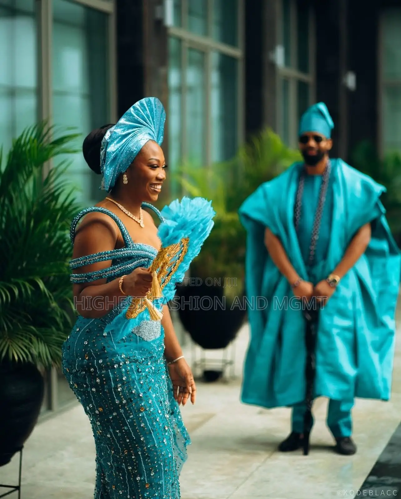 Turquoise Corset-Style Gown Men’S Regal Teal Agbada