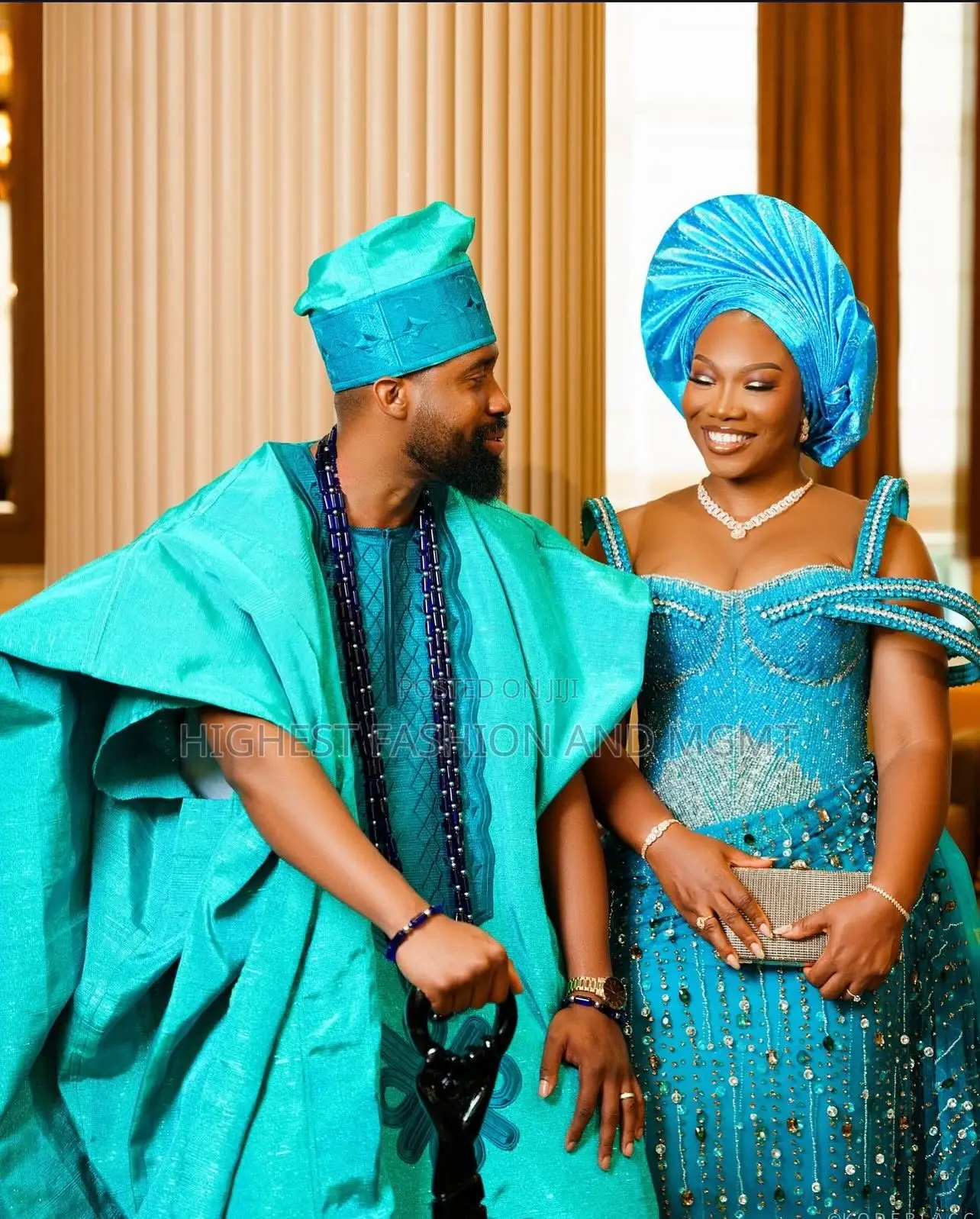 Turquoise Corset-Style Gown Men’S Regal Teal Agbada