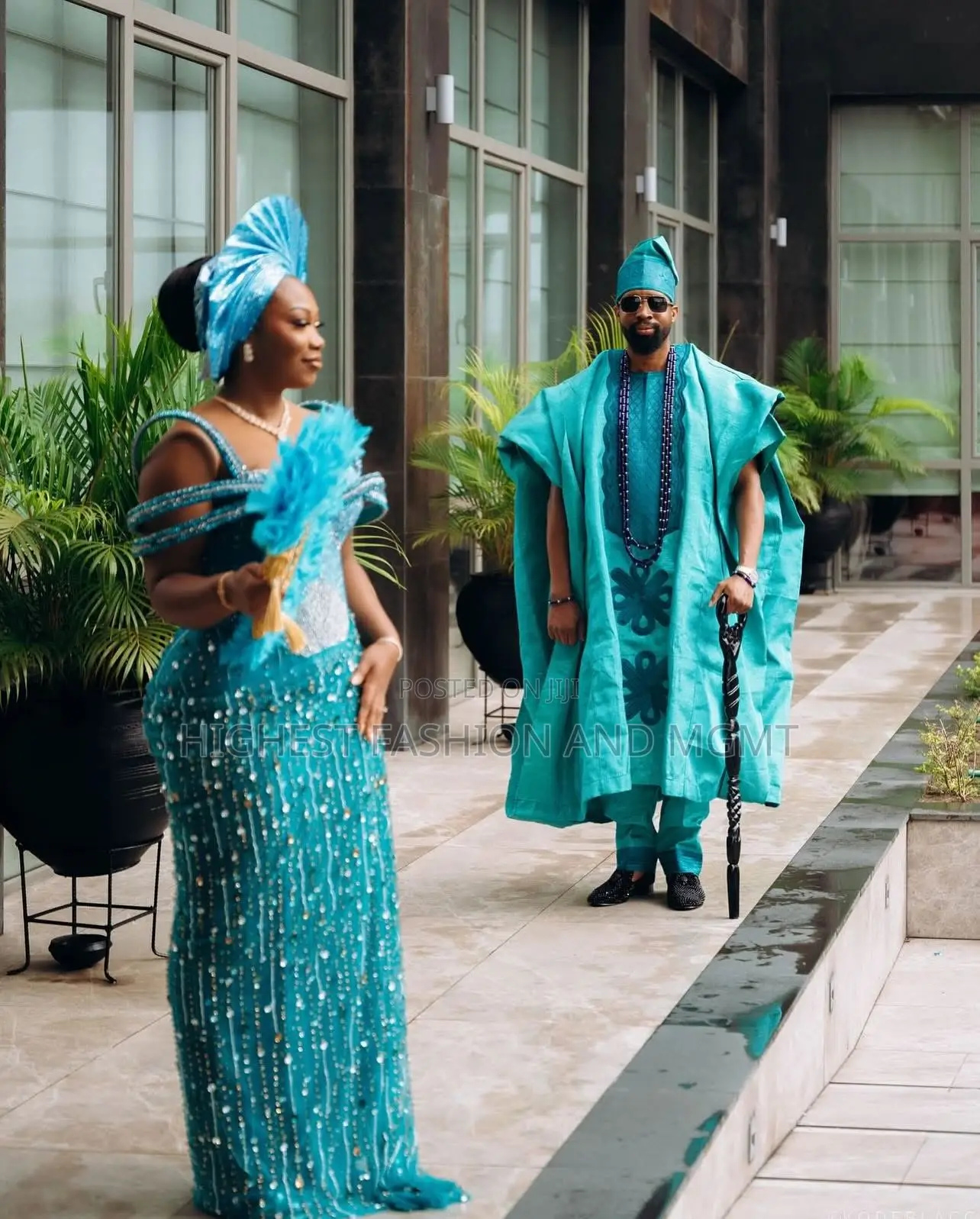 Turquoise Corset-Style Gown Men’S Regal Teal Agbada