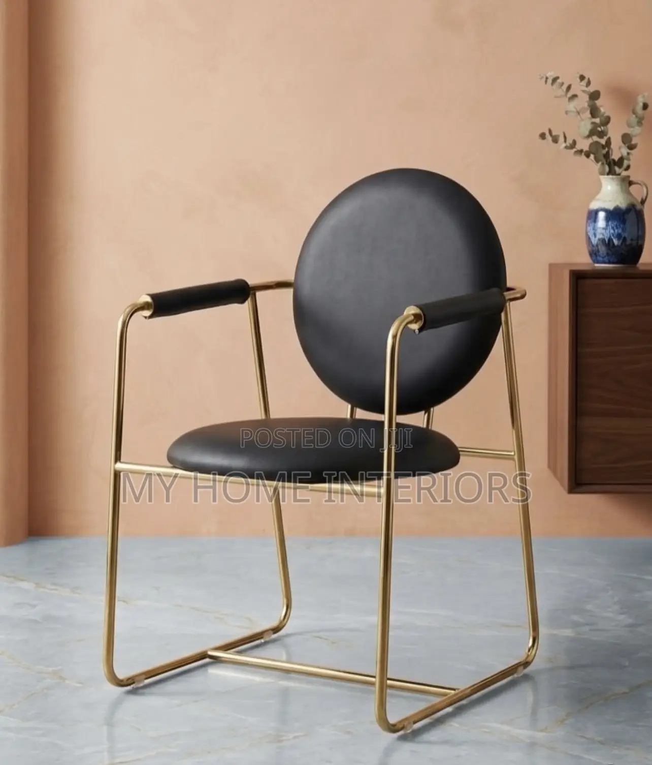 Black and Gold Arm Accent Chair