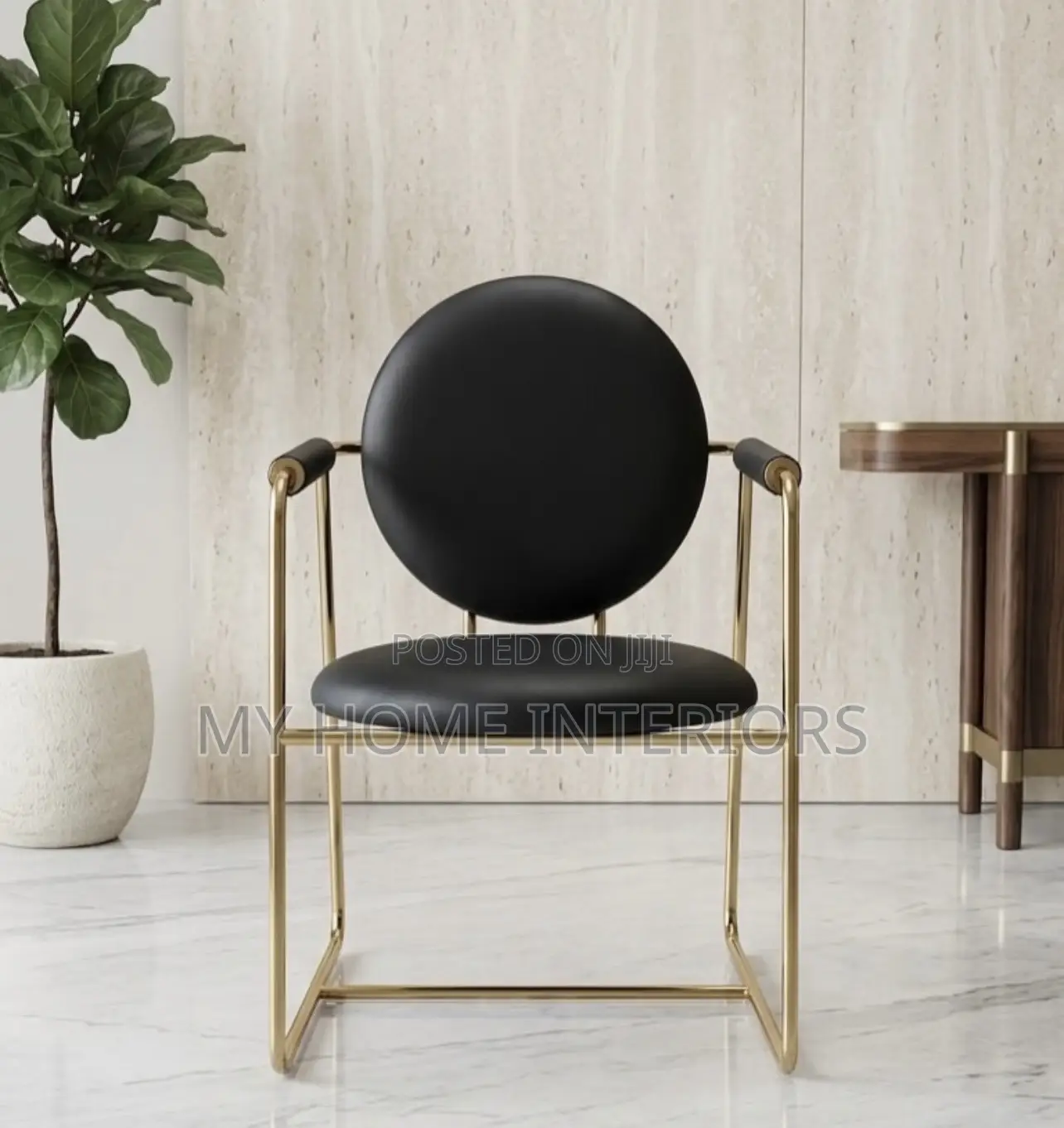 Black and Gold Arm Accent Chair