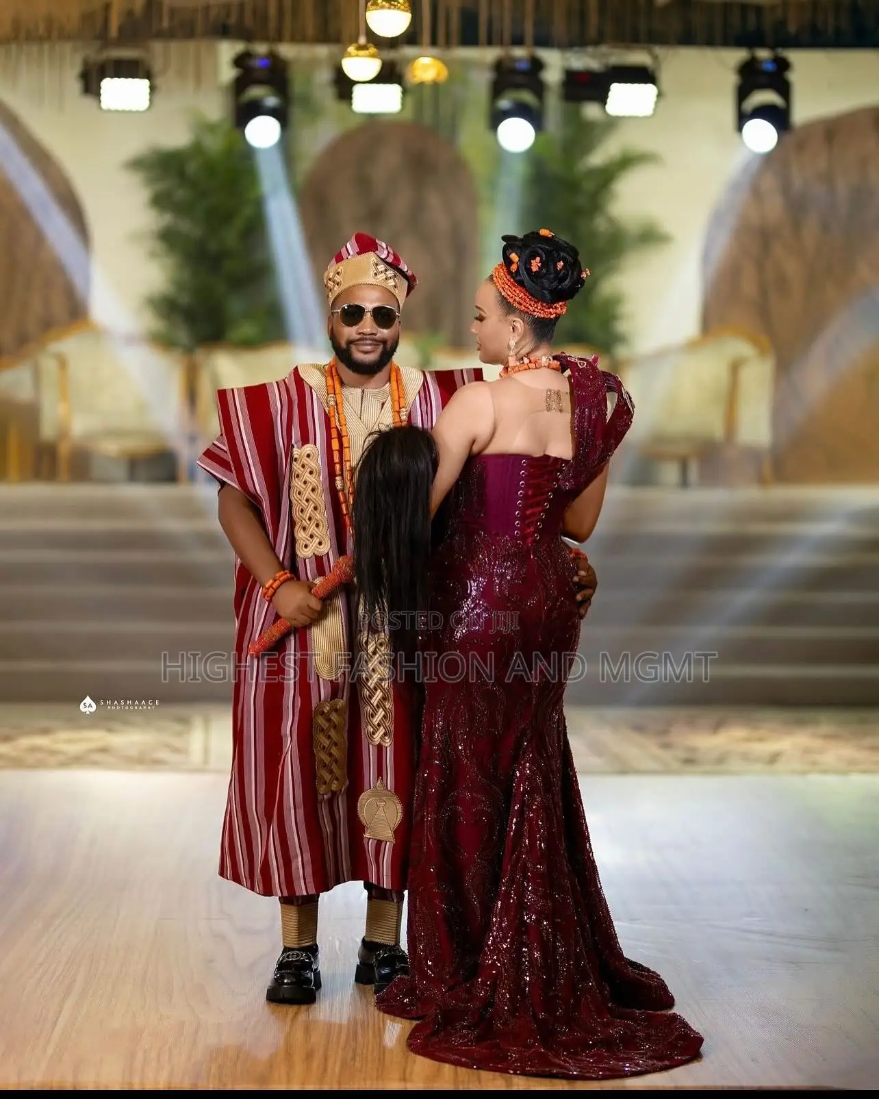 Corset Gown Traditional Striped Agbada With Ornate Embroidery