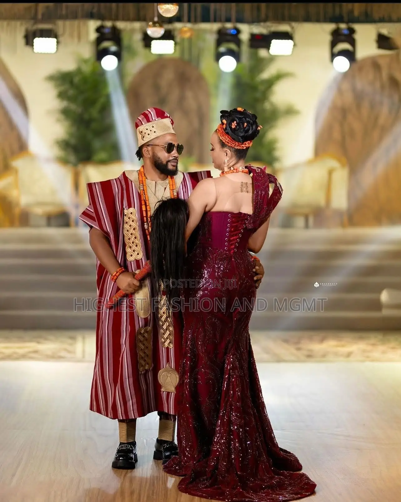 Corset Gown Traditional Striped Agbada With Ornate Embroidery