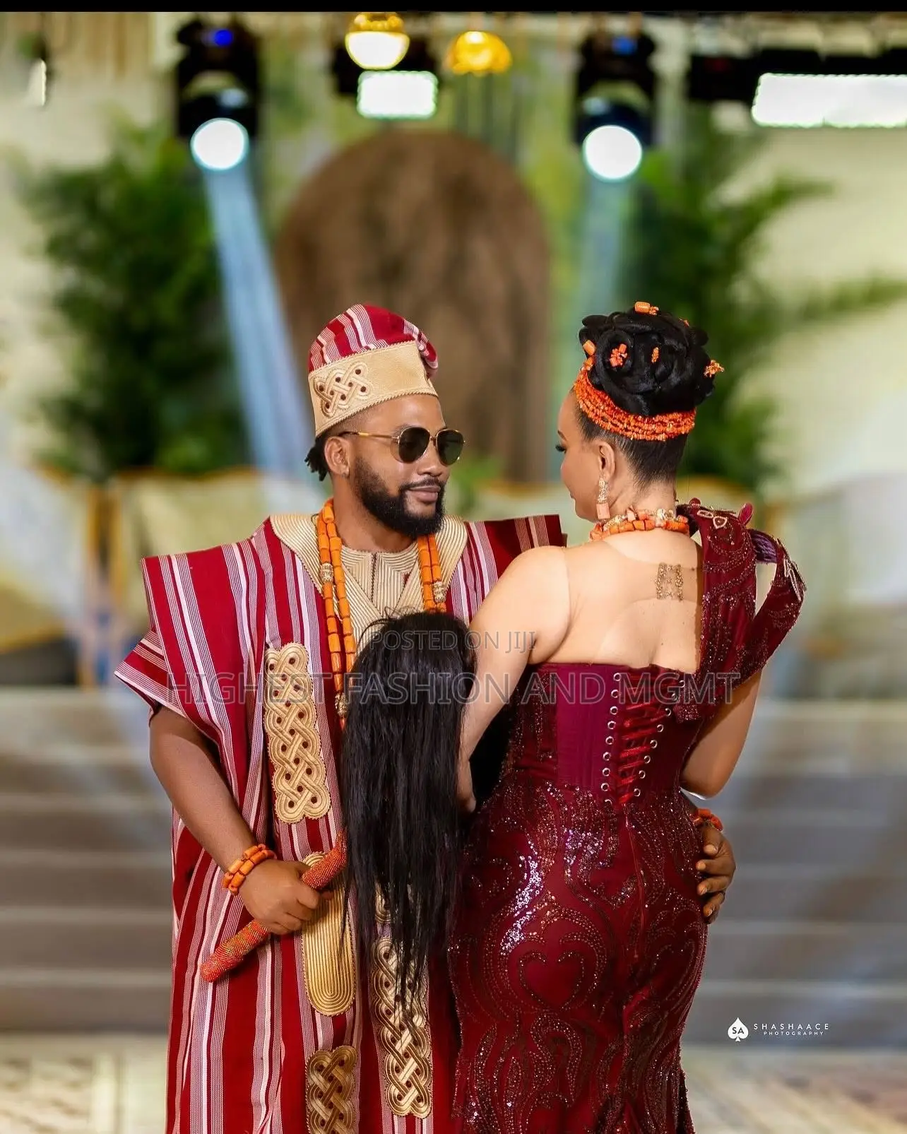 Corset Gown Traditional Striped Agbada With Ornate Embroidery