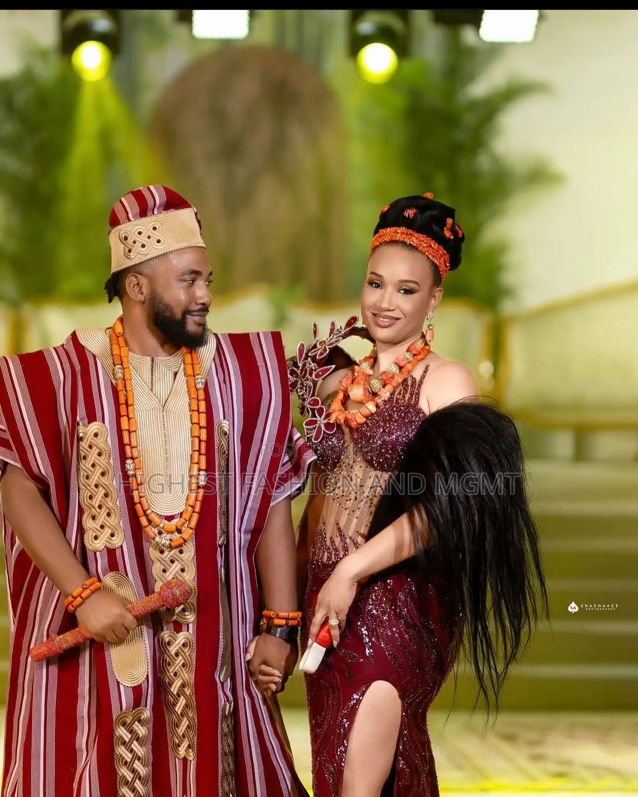 Corset Gown Traditional Striped Agbada With Ornate Embroidery