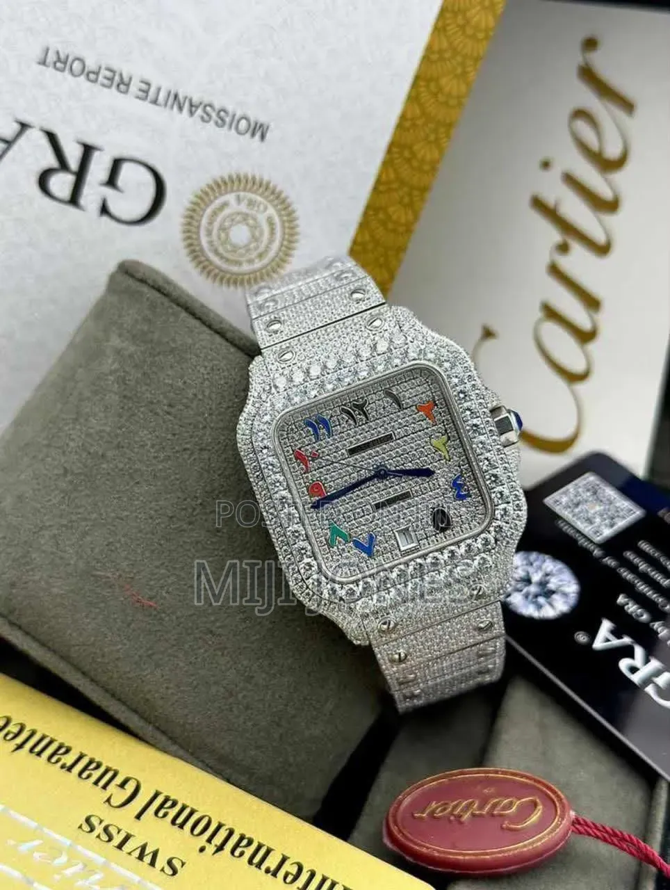 Cartier Inspired Santos Xl Avalanche Bust Down Stainless Steel VVS