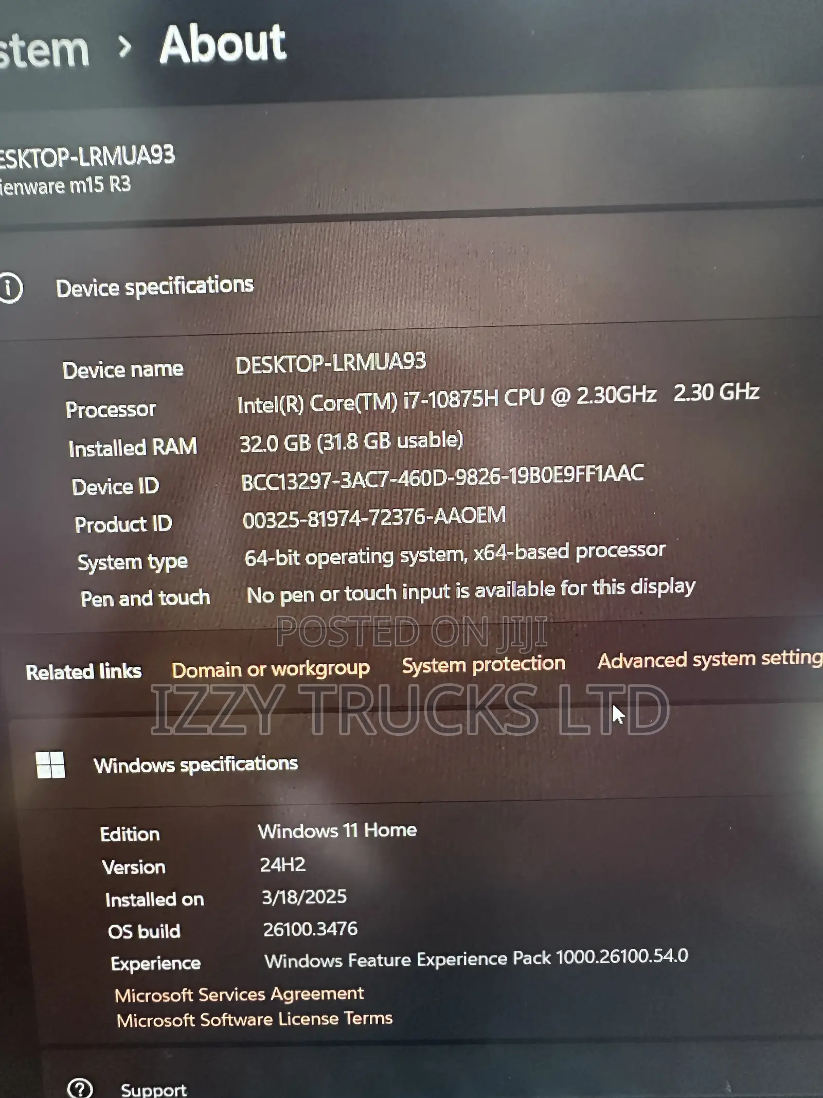 Laptop Alienware M15 r3 32GB Intel Core i7 SSD 512GB