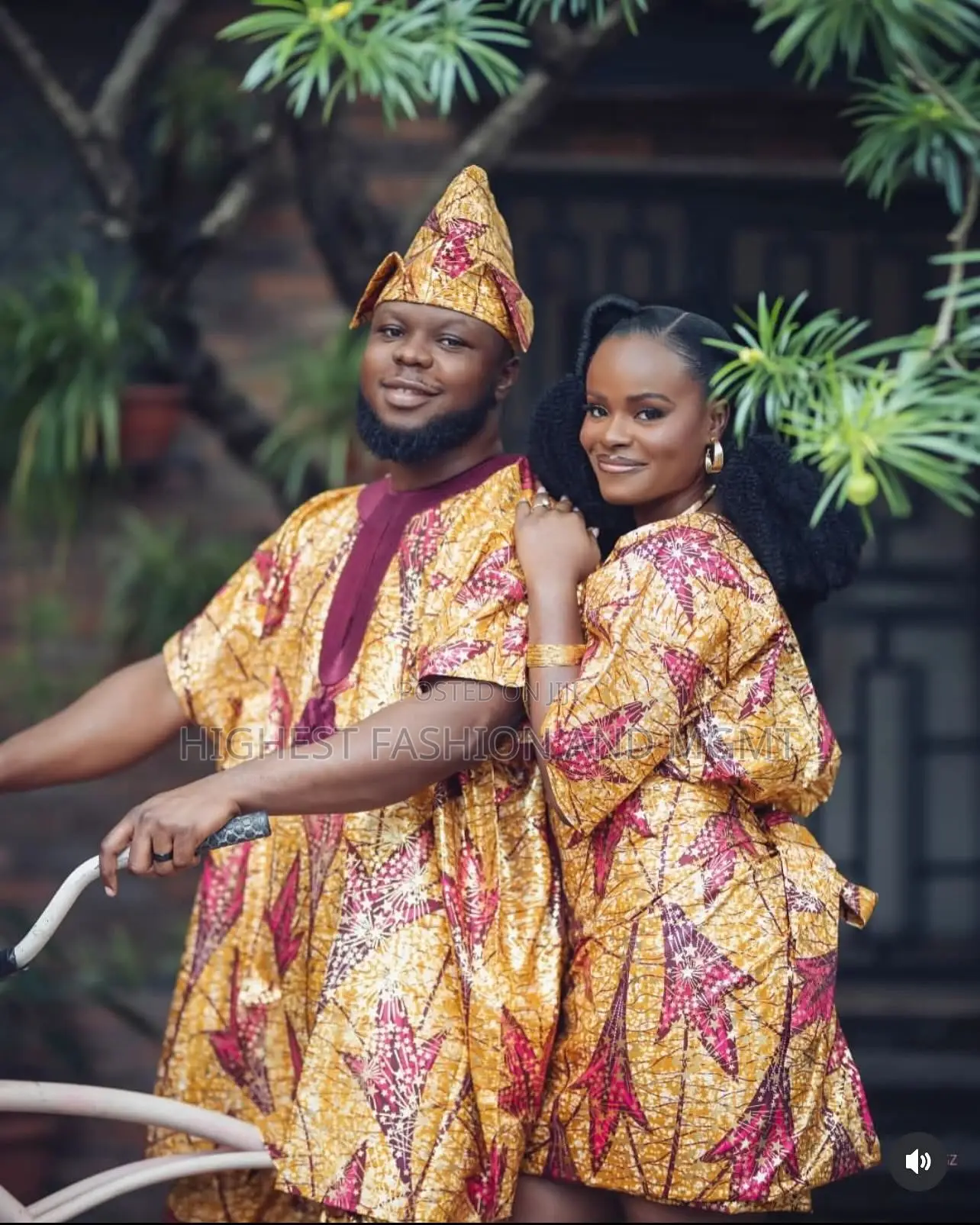 Gold-Panel Iro and Buba Men’S Regal Burnt-Orange Gold Agbada
