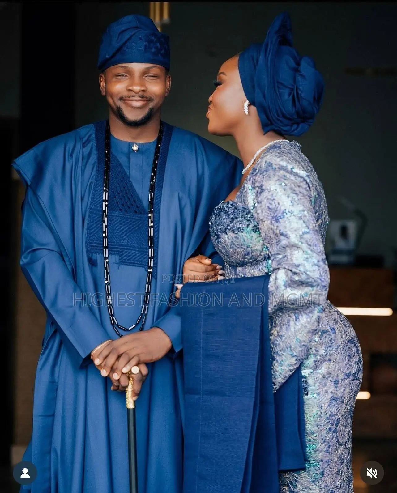 Navy-Metallic Iro and Buba Men’S Tailored Deep-Navy Agbada
