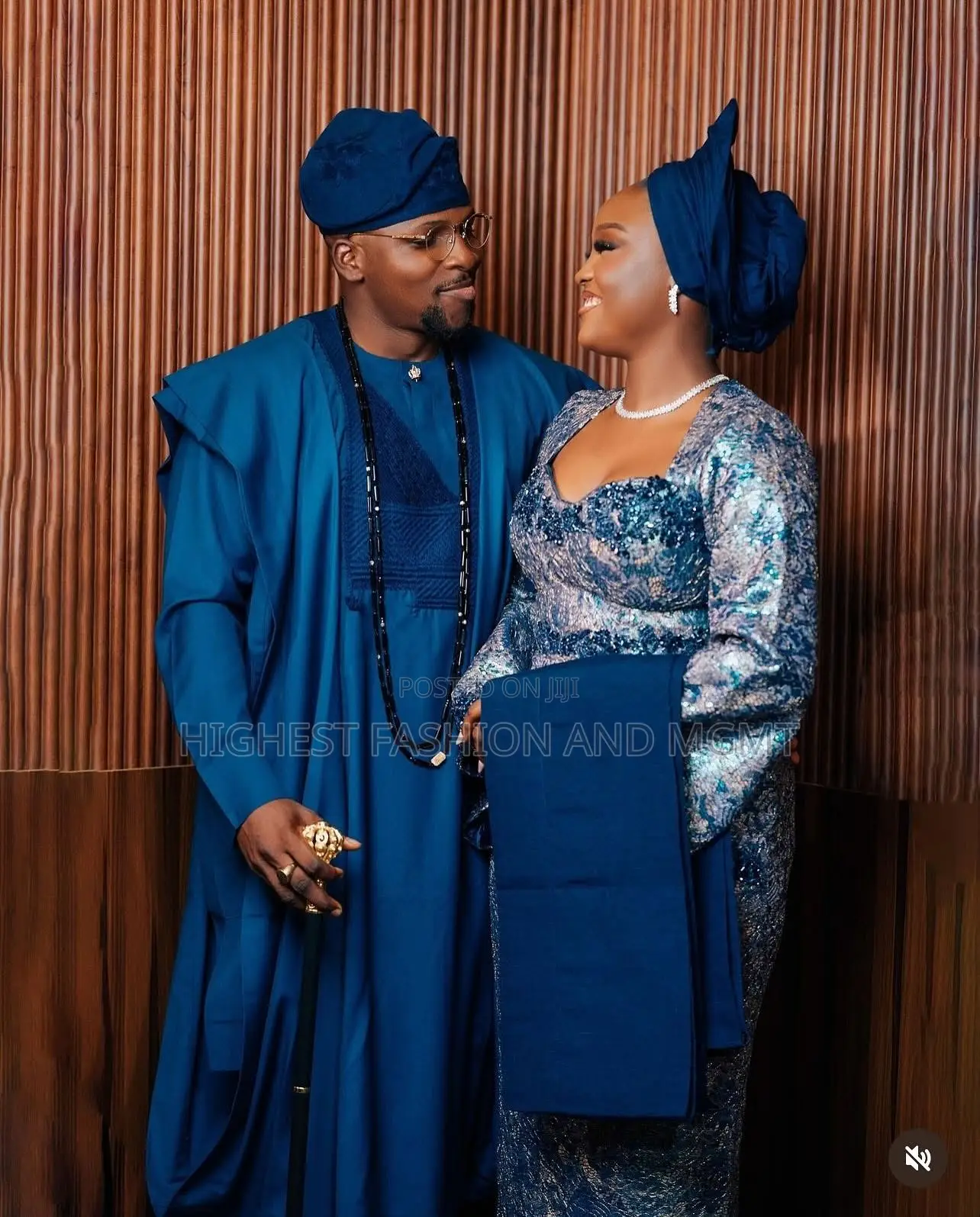 Navy-Metallic Iro and Buba Men’S Tailored Deep-Navy Agbada