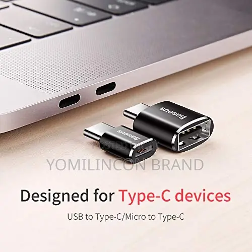 Baseus Mini Micro Usb Female to Type-C Male Adapter Converter - Black