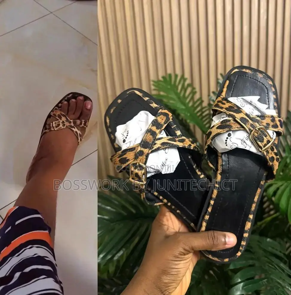 Crossed Strap Skinned Slippers