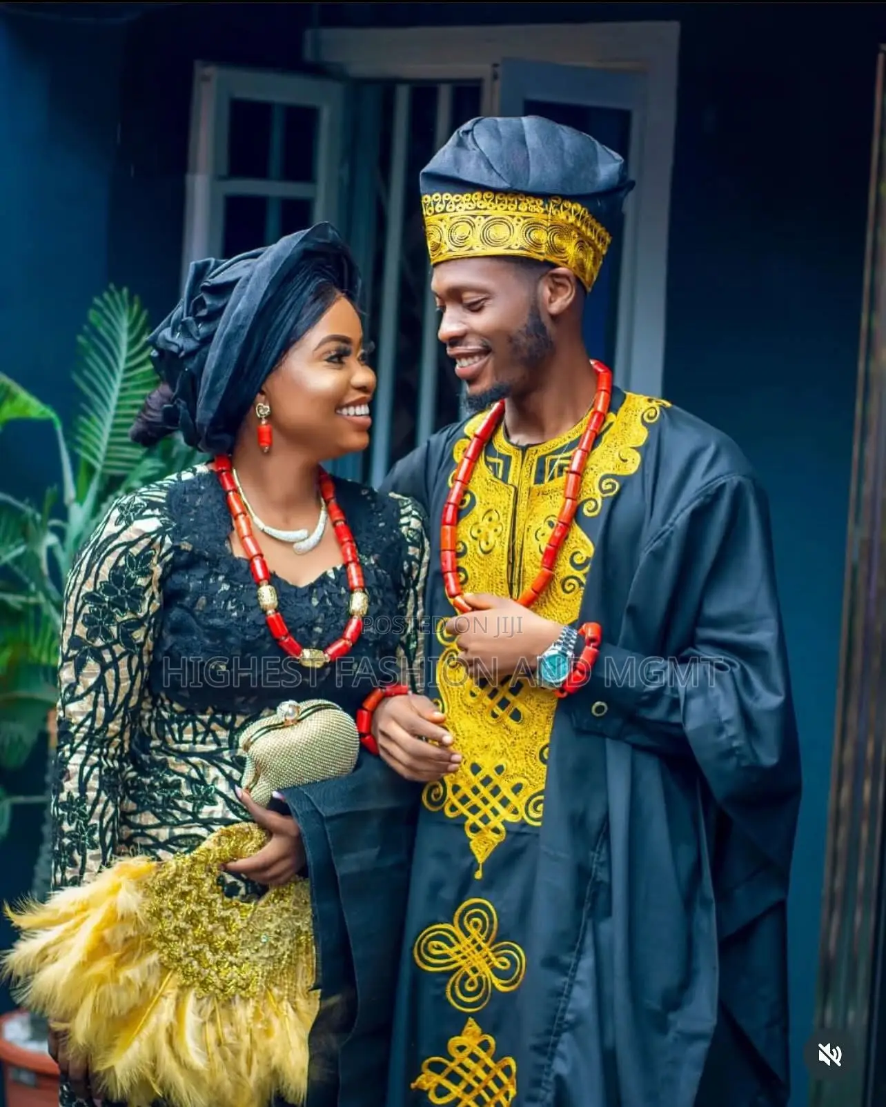 Black Gold Lace Iro and Buba Men Black Agbada With Gold Embroidery