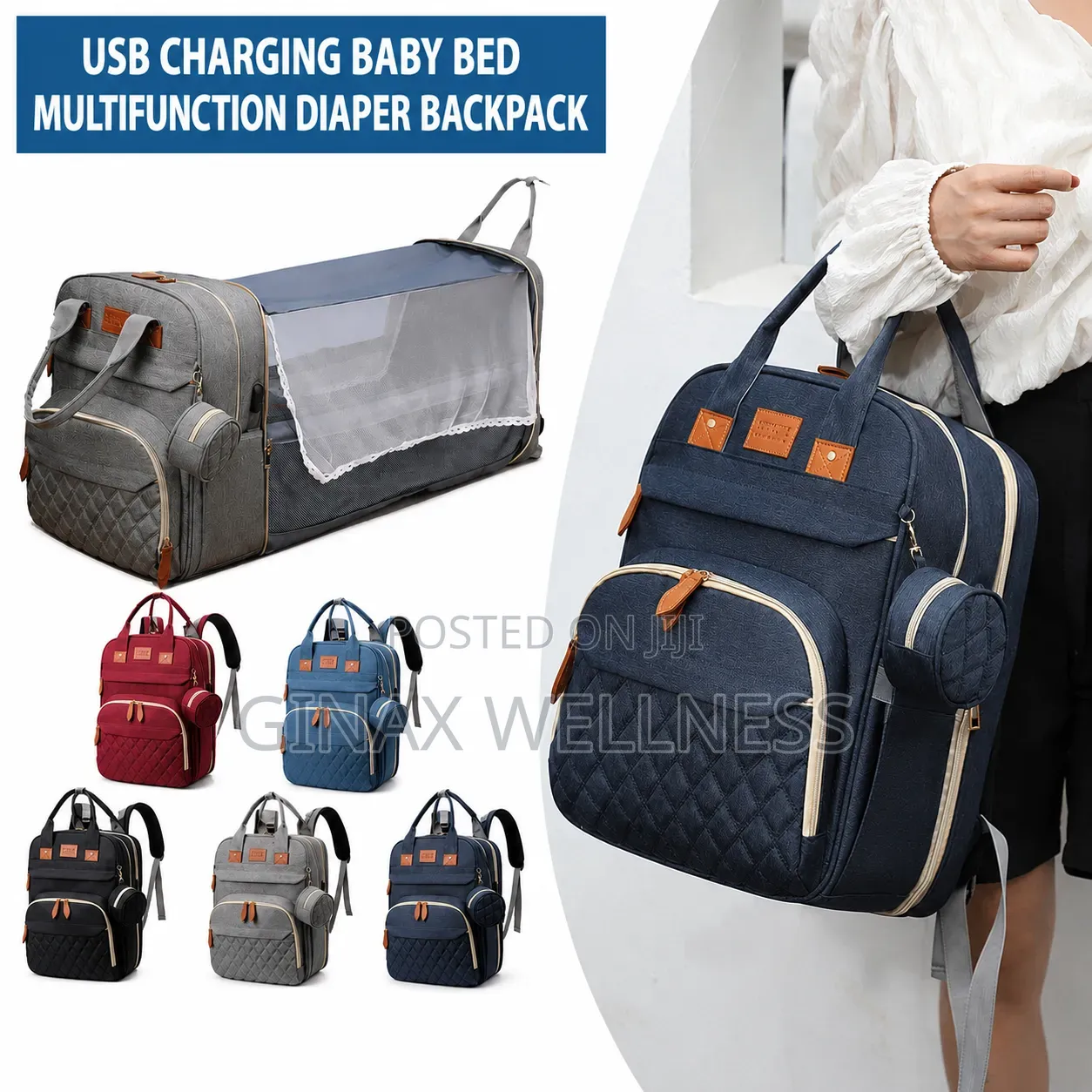 Multifunctional Baby Bed Backpack And Organizer With Usb Port And Net