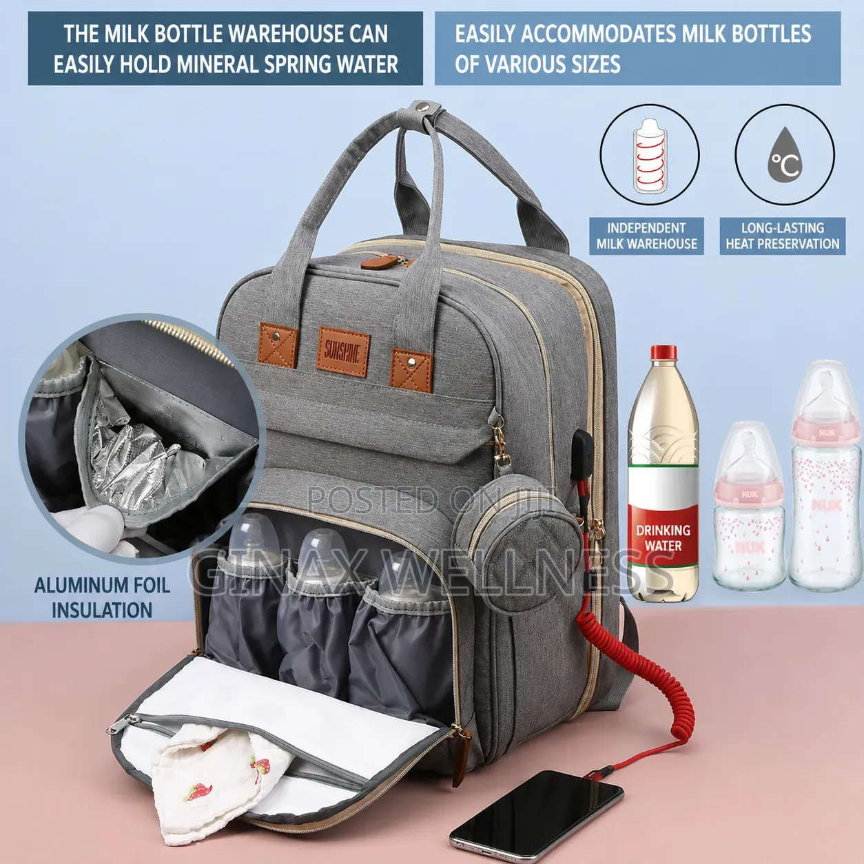 Multifunctional Baby Bed Backpack And Organizer With Usb Port And Net