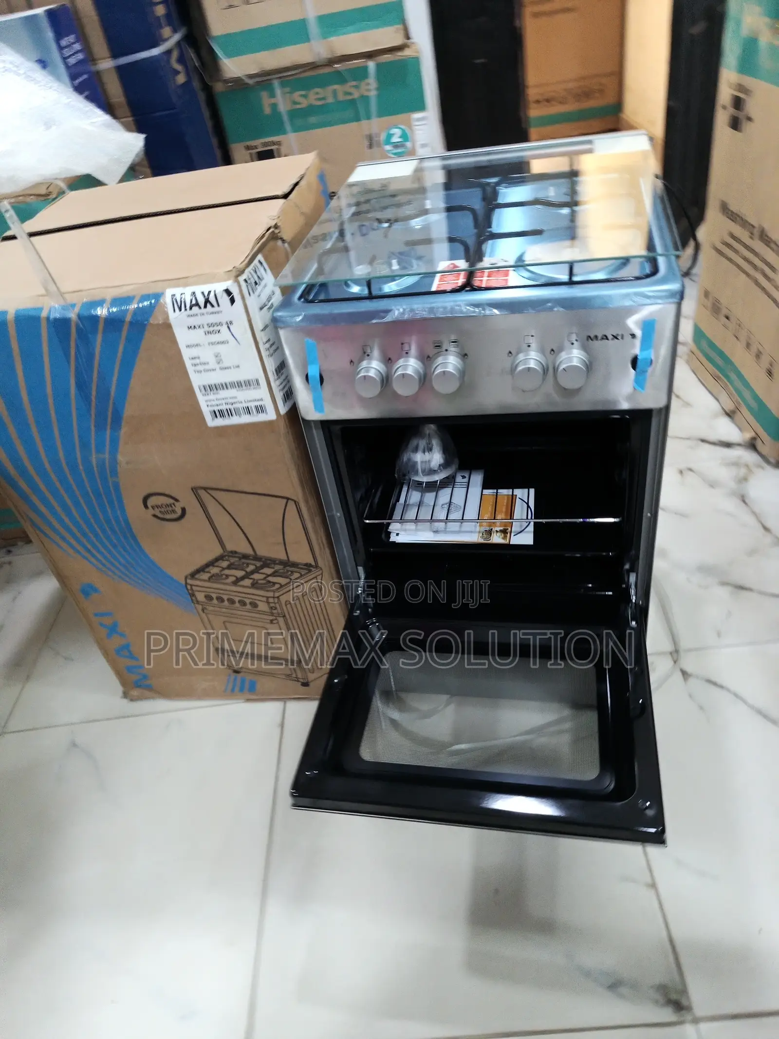 Maxi Inox Finish Gas Cooker 4 Burners 50x50 Oven