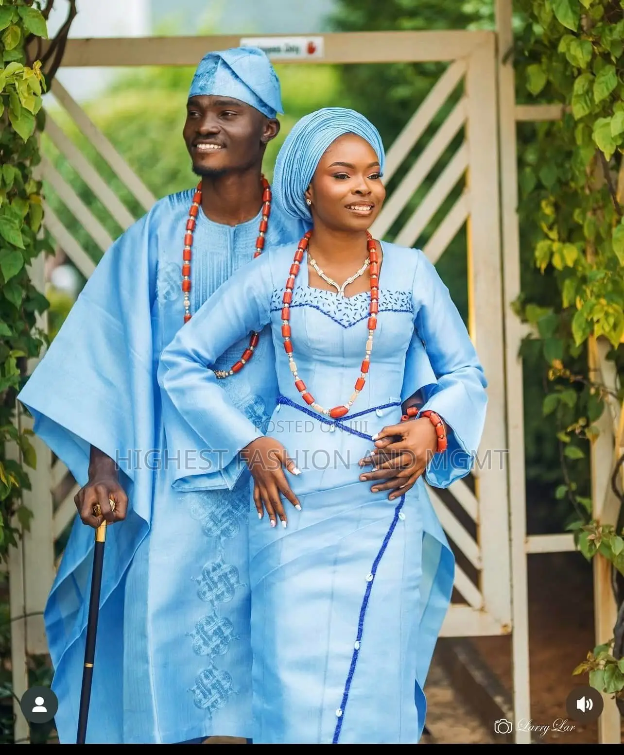 Iro and Buba With Beaded Details Men’S Matching Sky-Blue Agbada