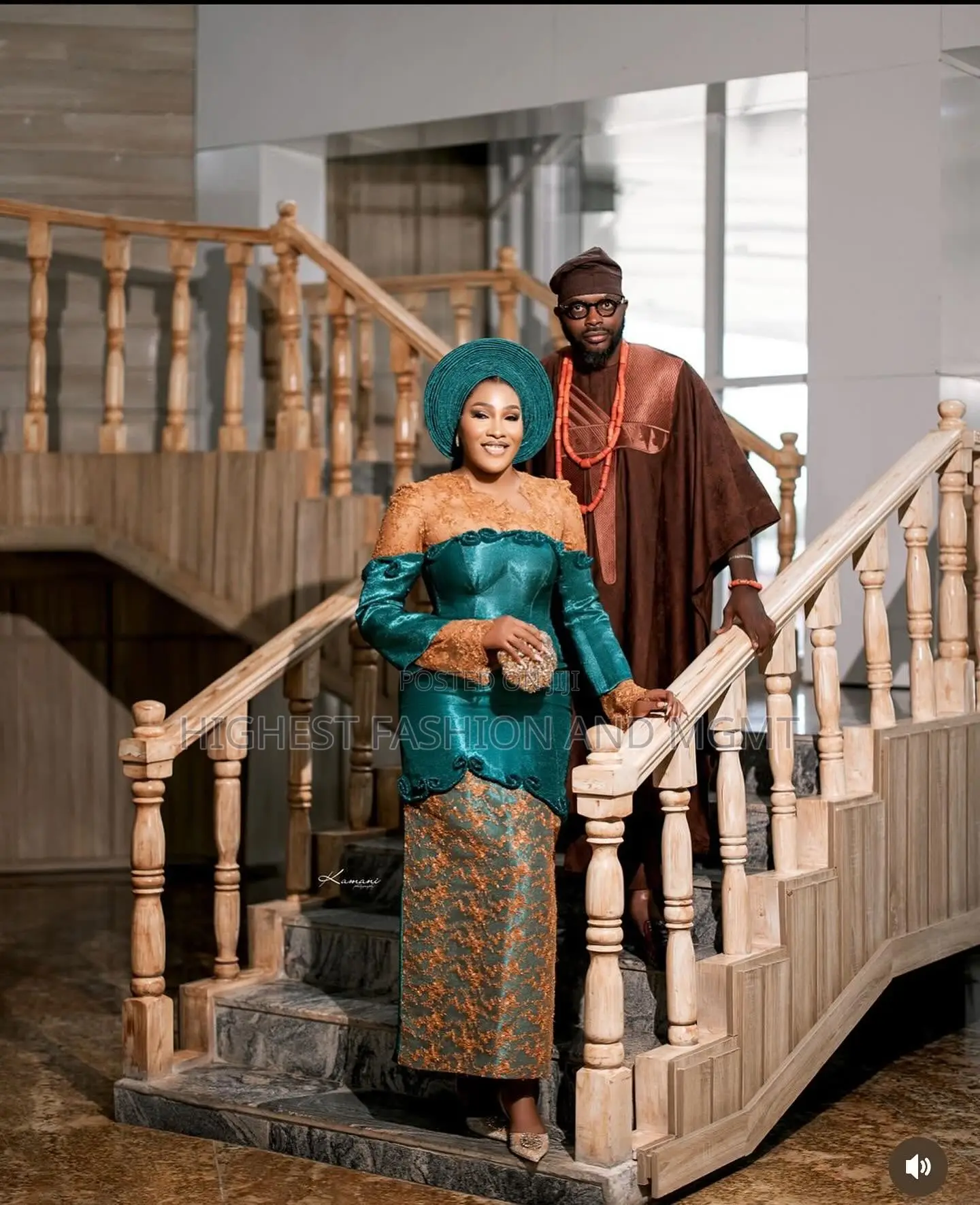 Emerald Iro and Buba With Lace Details Men’S Textured Brown Agbada